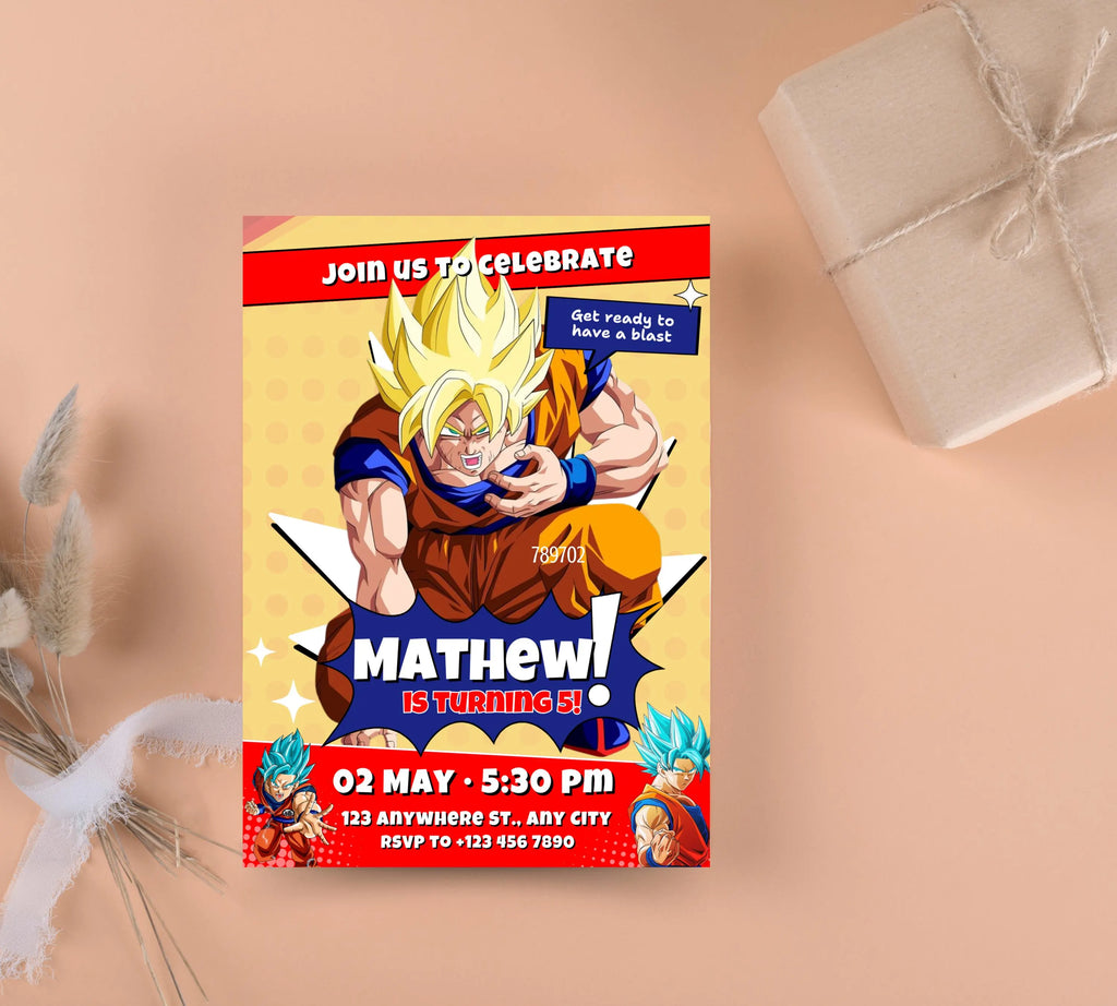 Dragon Ball Birthday Invitation Template, Editable Digital Kids Birthday Party Template, Boys Birthday Party Invite, Instant Download