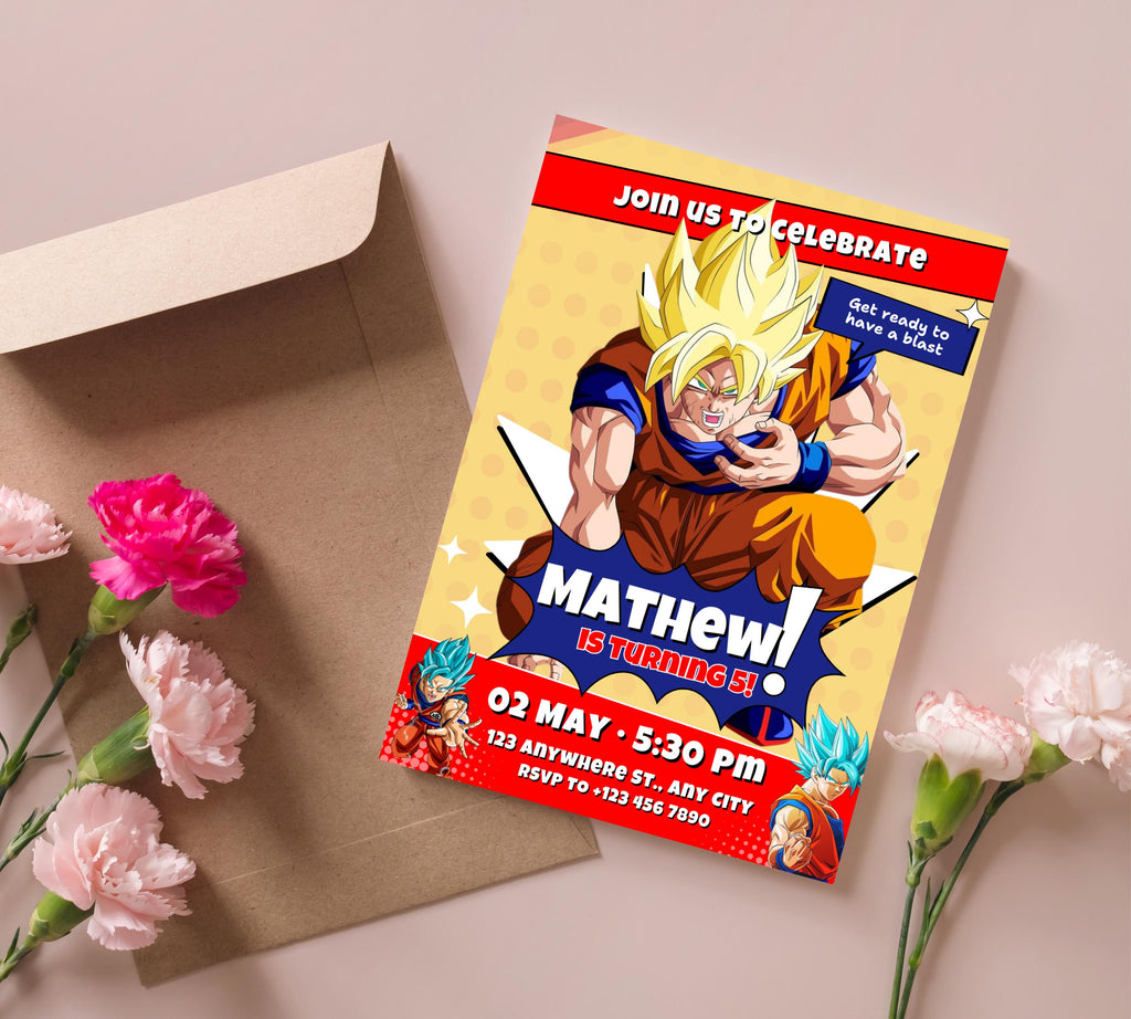 Dragon Ball Birthday Invitation Template, Editable Digital Kids Birthday Party Template, Boys Birthday Party Invite, Instant Download