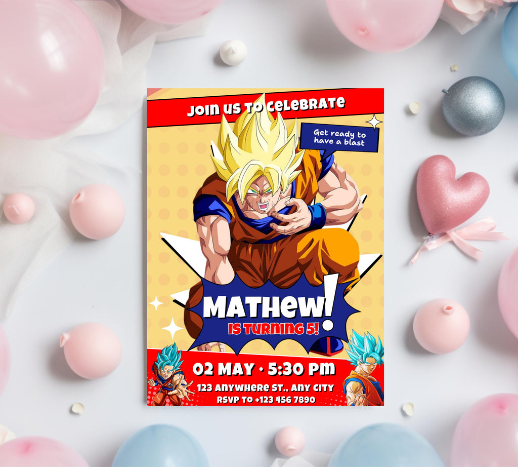 Dragon Ball Birthday Invitation Template, Editable Digital Kids Birthday Party Template, Boys Birthday Party Invite, Instant Download