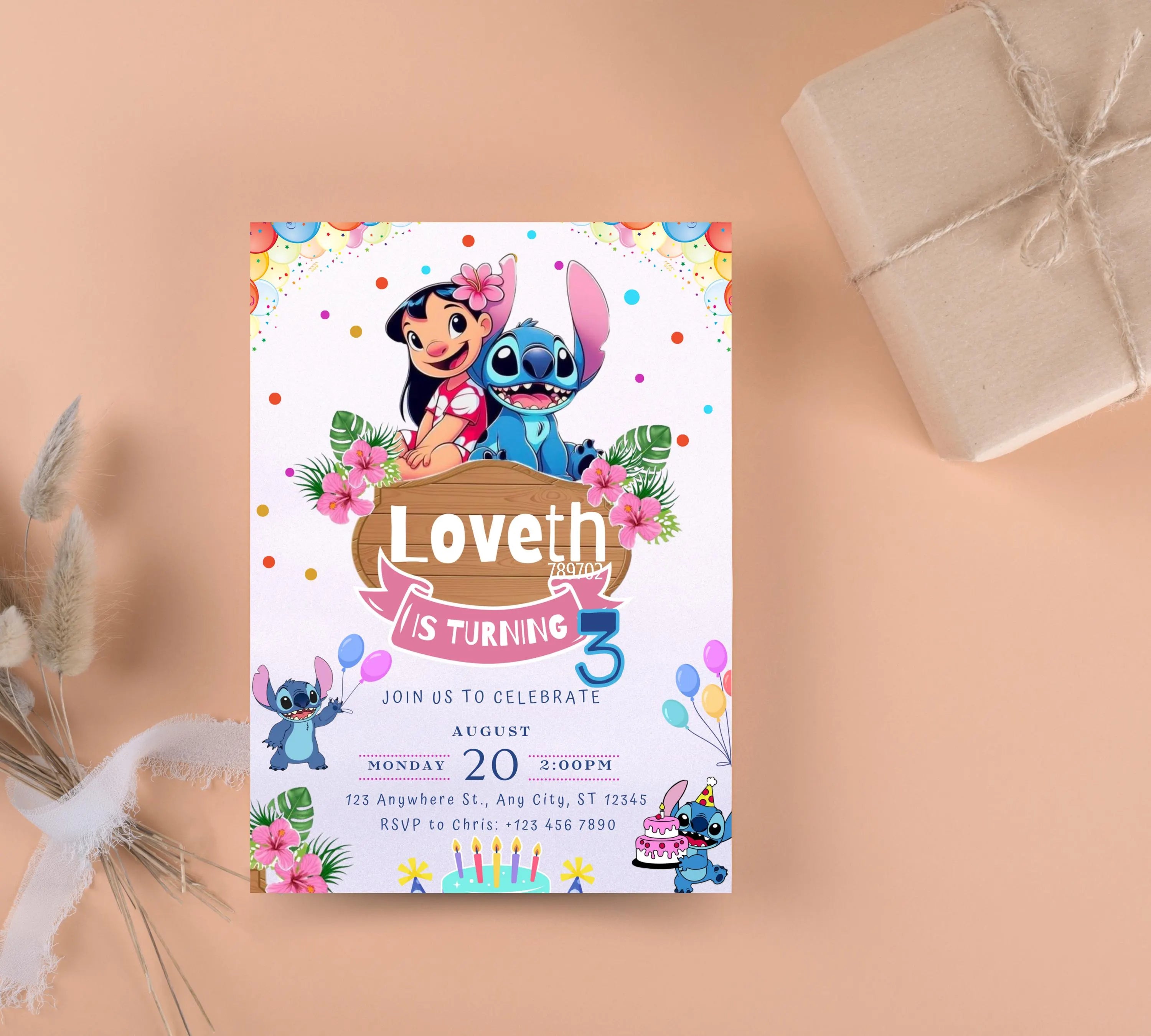 Stitch Birthday Party Invitation Template, Editable Kids Bday Party, Digital Kids Party Invite, Stitch Party Invite, Instant Download