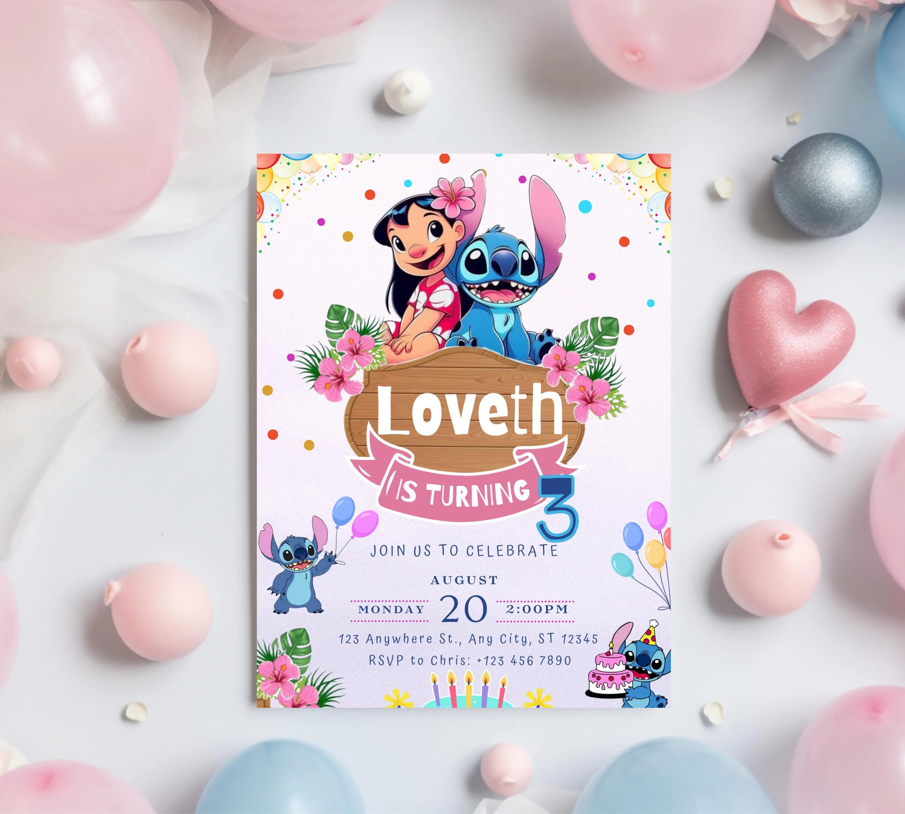 Stitch Birthday Party Invitation Template, Editable Kids Bday Party, Digital Kids Party Invite, Stitch Party Invite, Instant Download