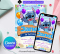 Stitch Birthday Invitation Editable Template, Editable Kids Birthday Invitation, Stitch Birthday Party Invitation, Invite Canva Template