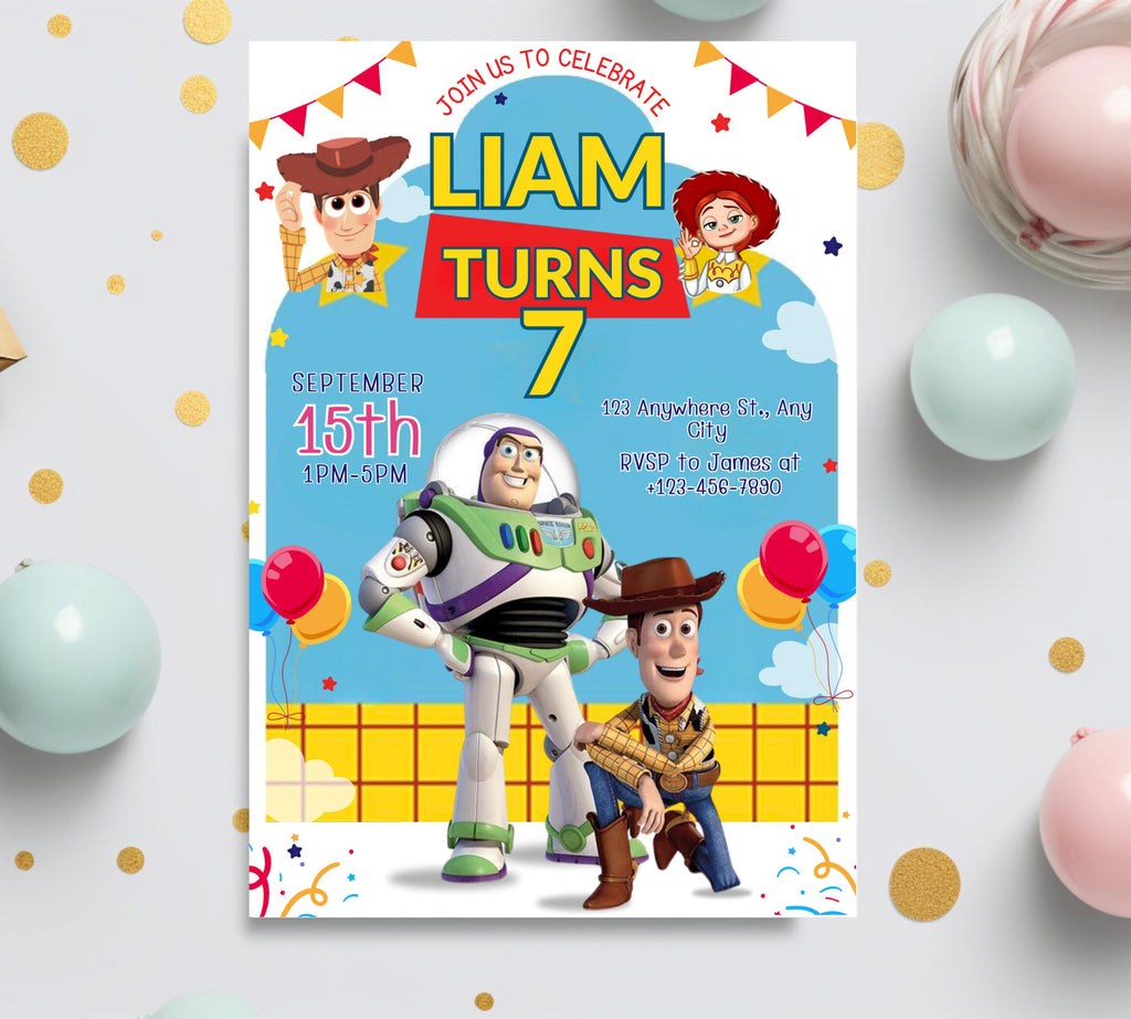 Editable Toy Story Birthday Invitation Template, Kids Birthday Party Invitation, Birthday Editable Canva, DIY Birthday Invitation