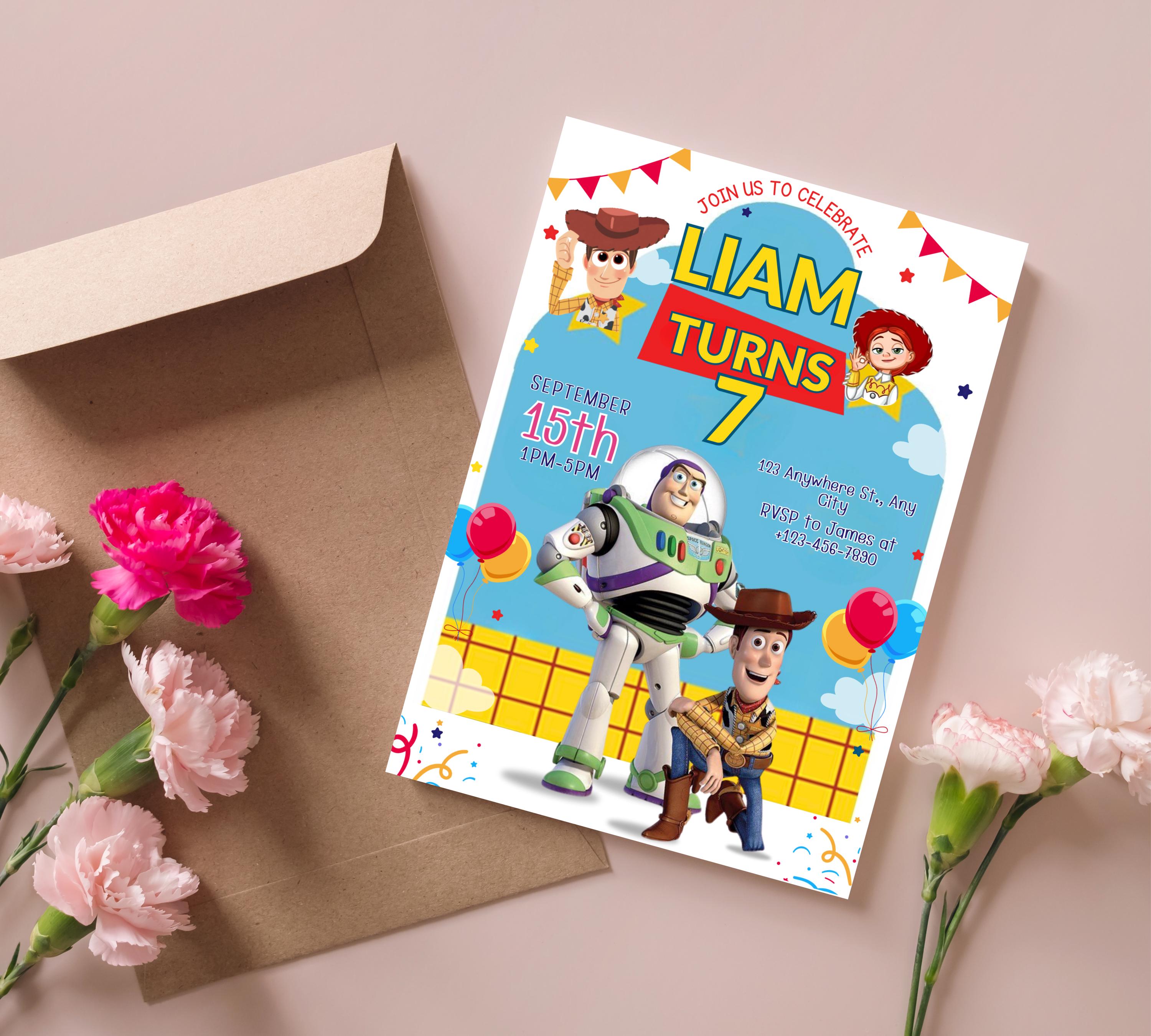 Editable Toy Story Birthday Invitation Template, Kids Birthday Party Invitation, Birthday Editable Canva, DIY Birthday Invitation