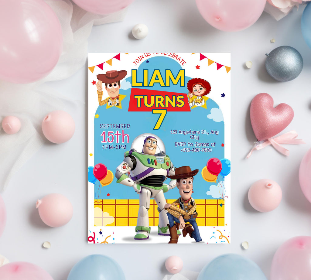 Editable Toy Story Birthday Invitation Template, Kids Birthday Party Invitation, Birthday Editable Canva, DIY Birthday Invitation