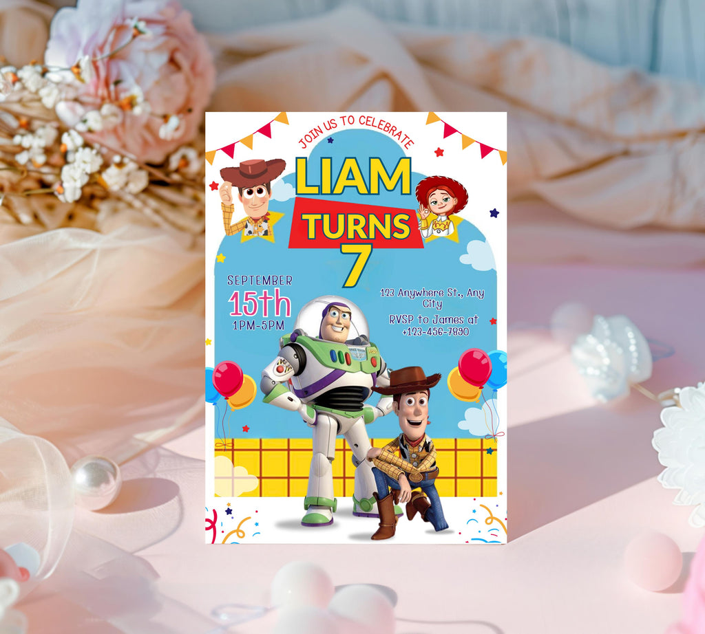 Editable Toy Story Birthday Invitation Template, Kids Birthday Party Invitation, Birthday Editable Canva, DIY Birthday Invitation