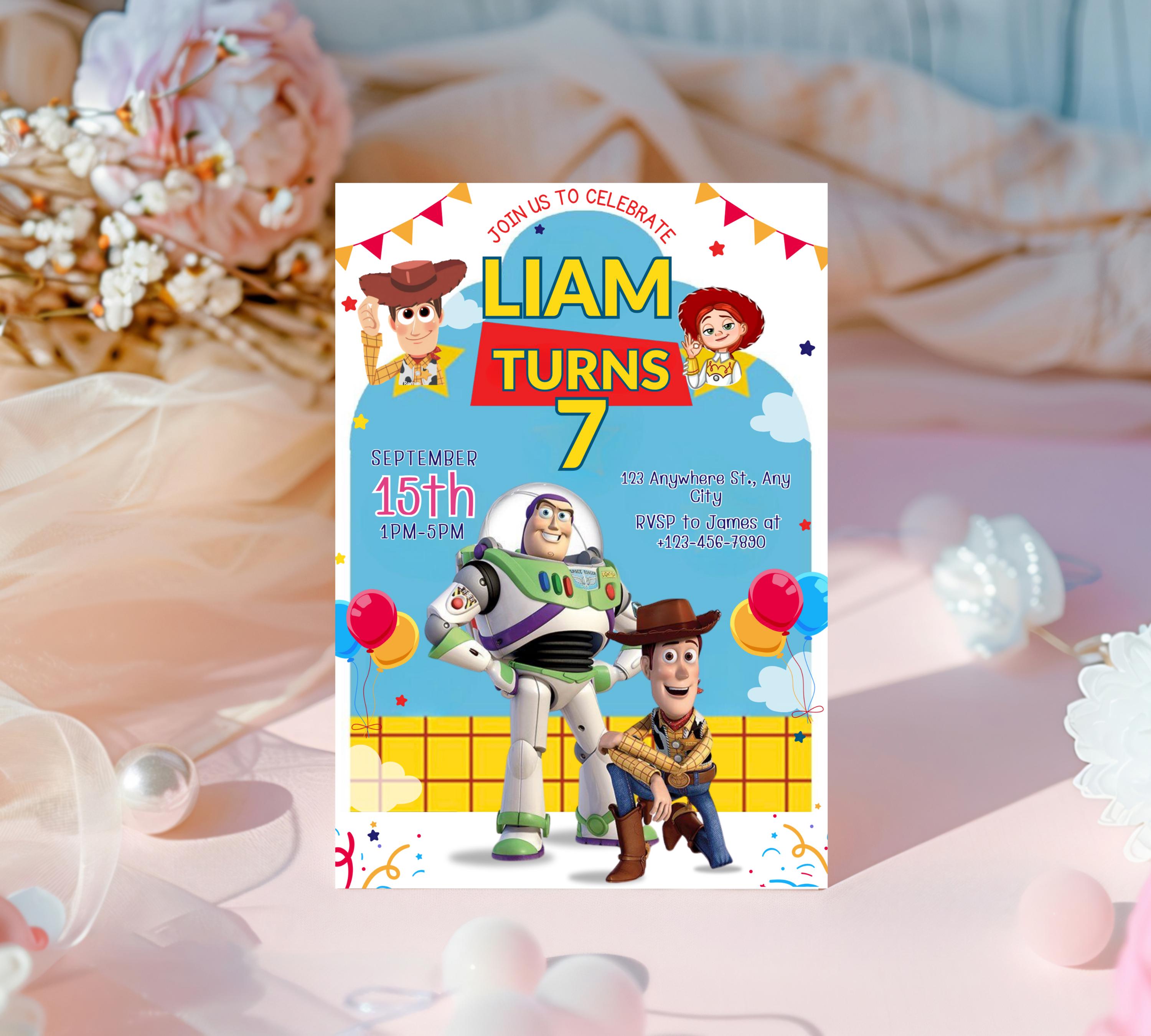 Editable Toy Story Birthday Invitation Template, Kids Birthday Party Invitation, Birthday Editable Canva, DIY Birthday Invitation