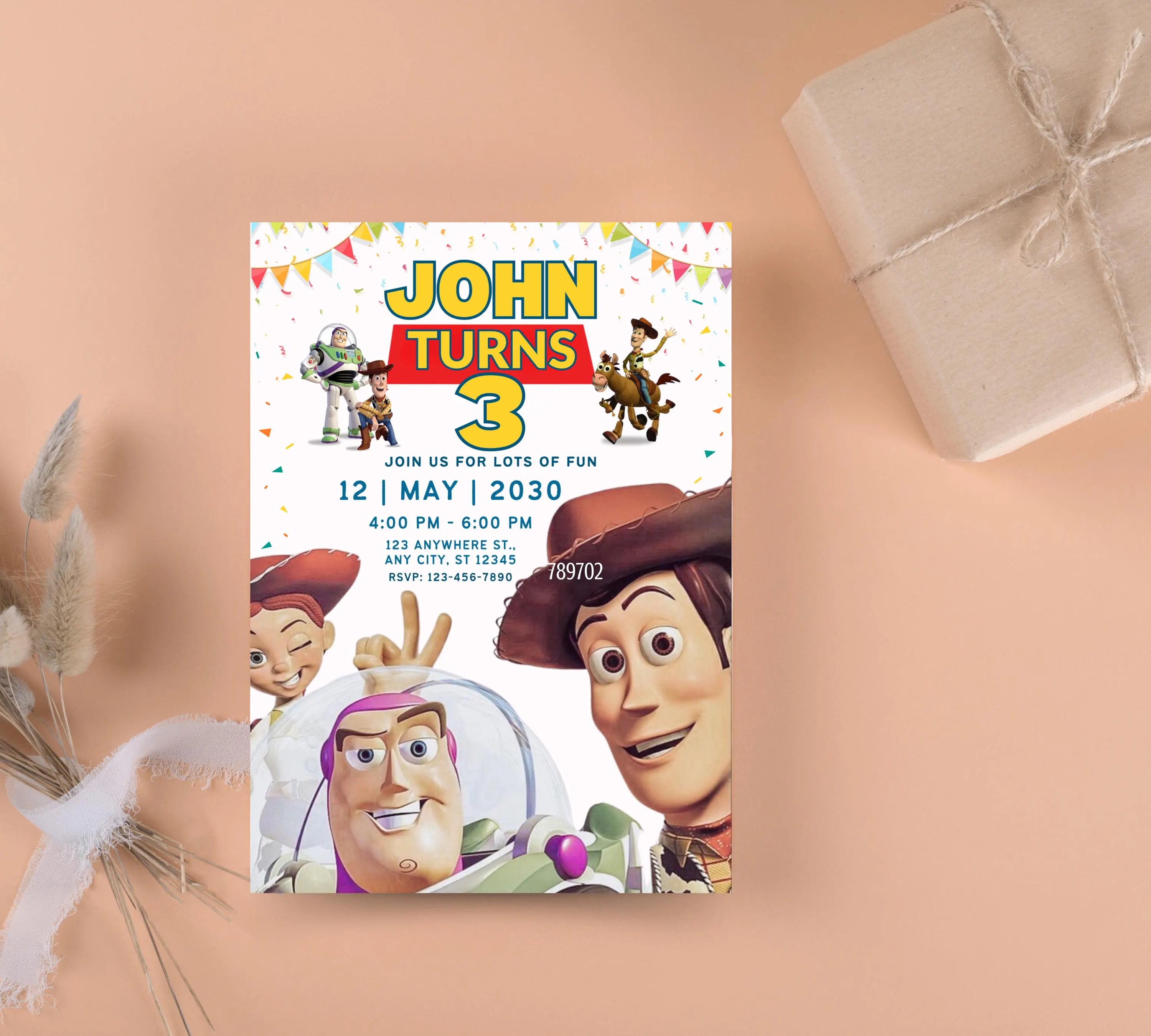 Editable Toy Story Invitation Template, Toy Story Kids Birthday Party Invite, Digital Invitation, Kids Invite, Woody, Buzz Lightyear Invite