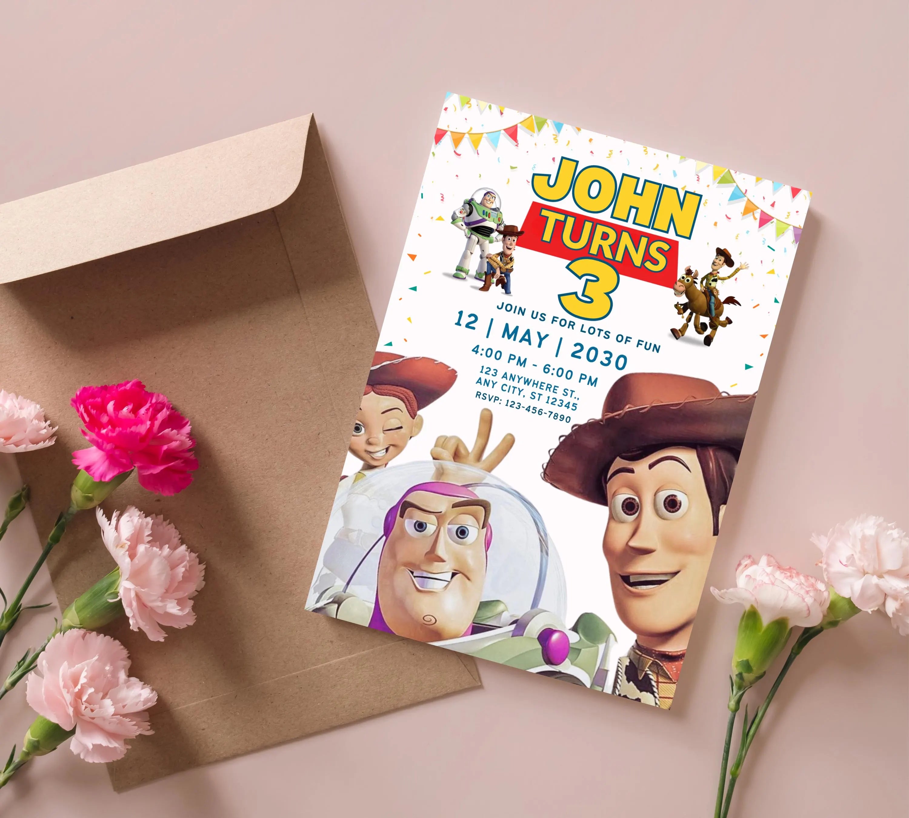 Editable Toy Story Invitation Template, Toy Story Kids Birthday Party Invite, Digital Invitation, Kids Invite, Woody, Buzz Lightyear Invite