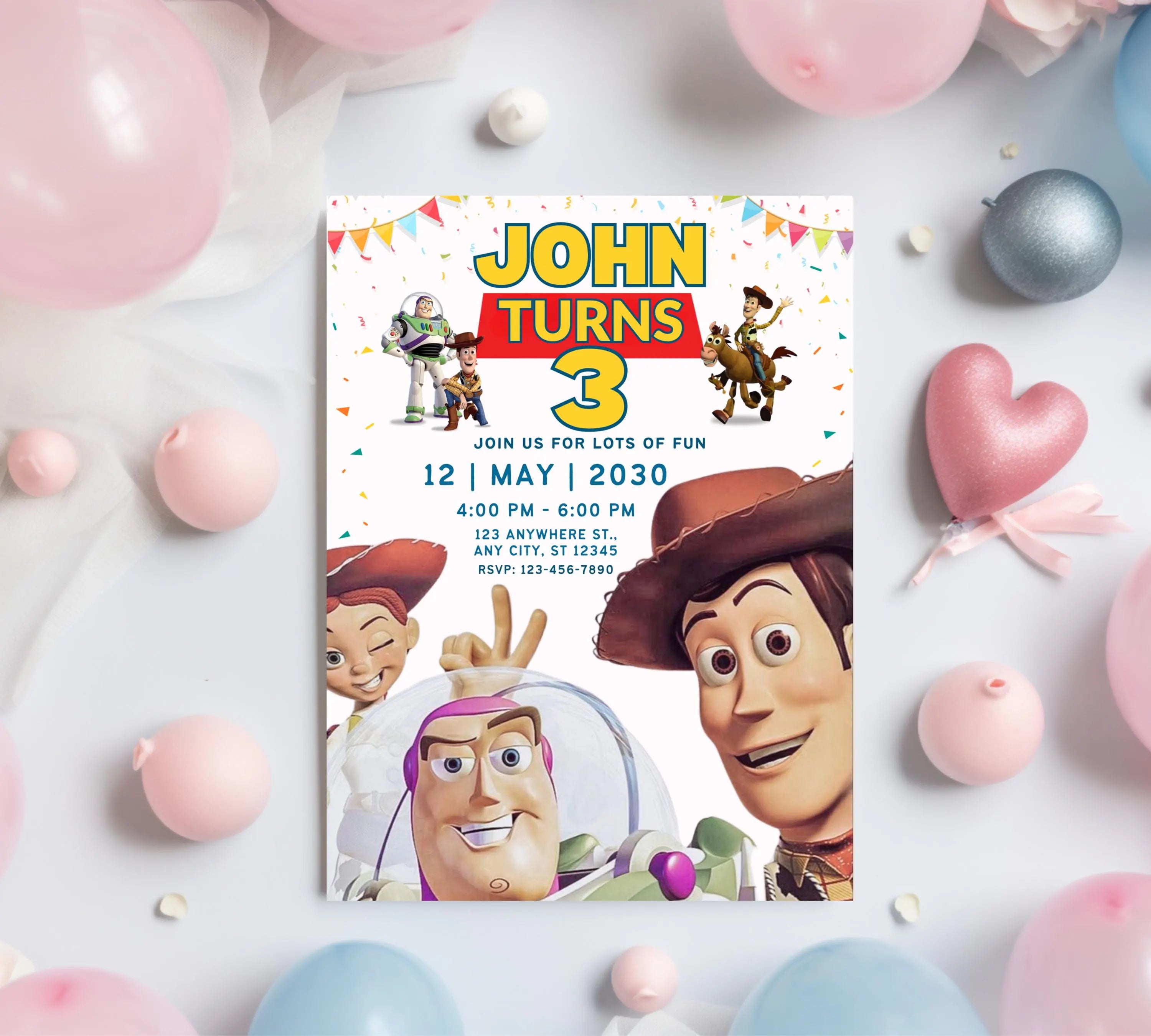 Editable Toy Story Invitation Template, Toy Story Kids Birthday Party Invite, Digital Invitation, Kids Invite, Woody, Buzz Lightyear Invite
