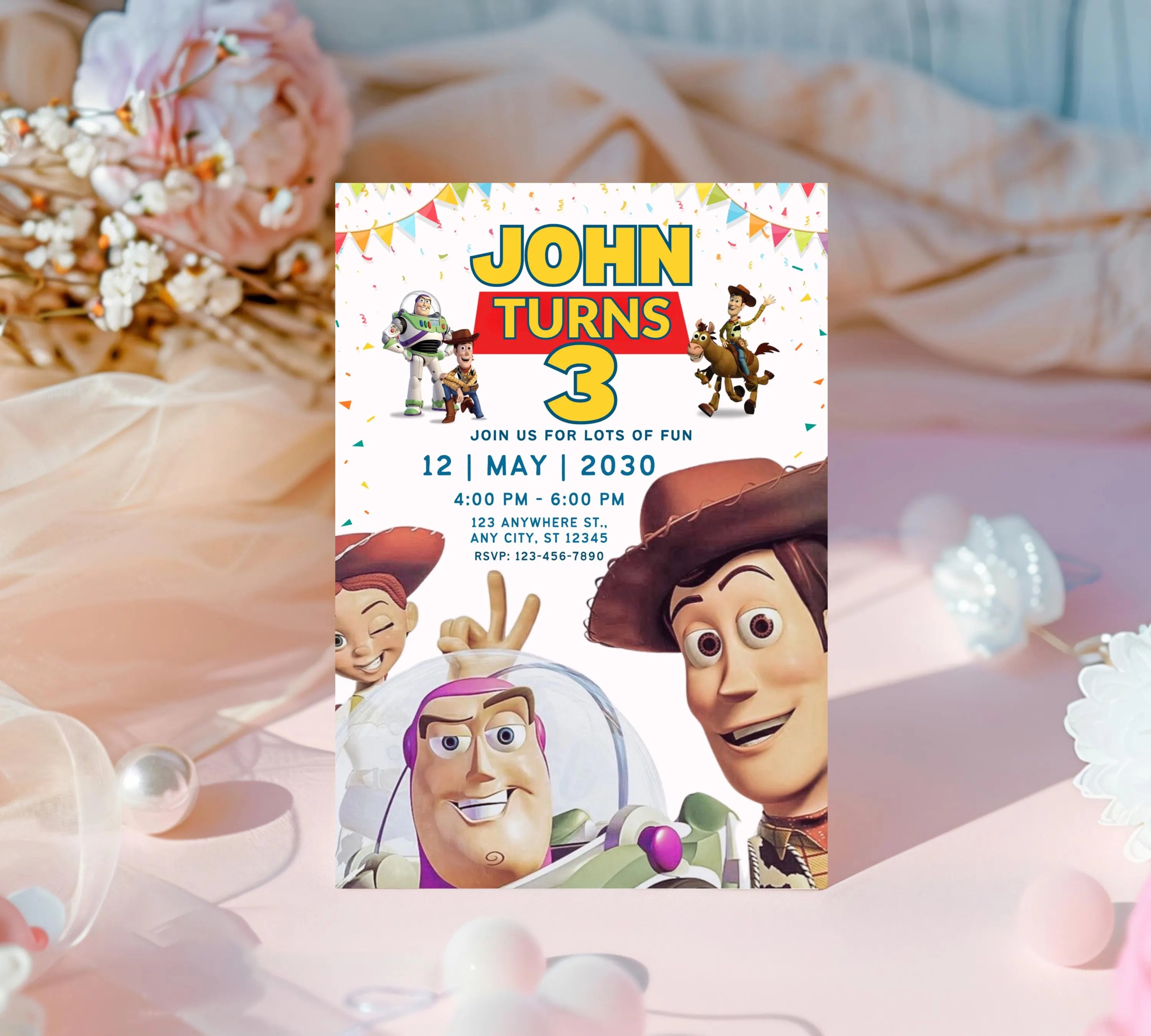 Editable Toy Story Invitation Template, Toy Story Kids Birthday Party Invite, Digital Invitation, Kids Invite, Woody, Buzz Lightyear Invite