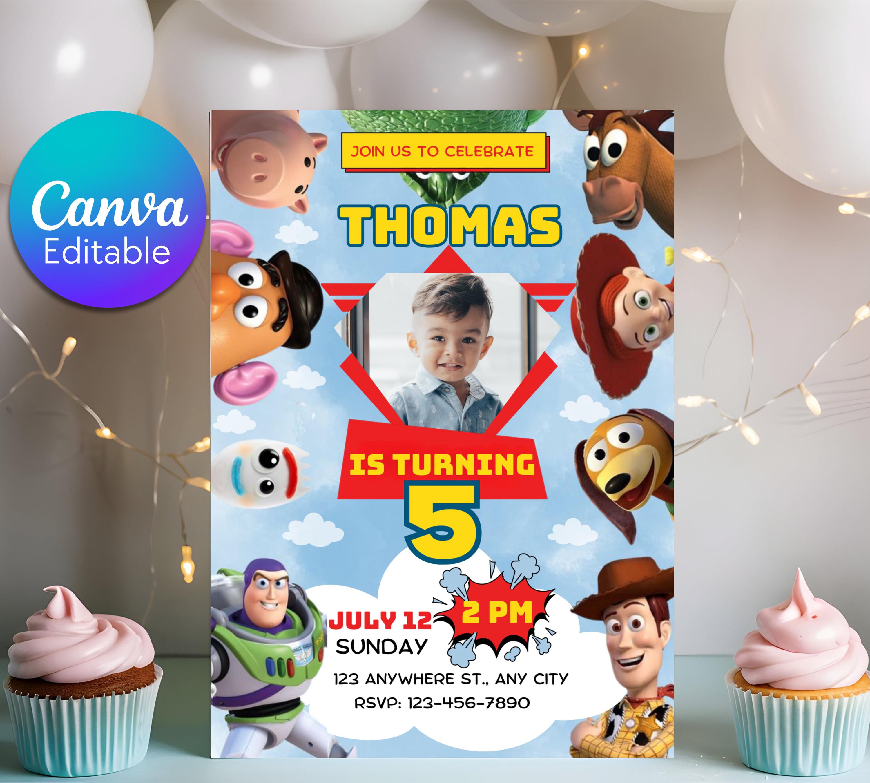 Editable Toy Story Birthday Invitation, Kids image Birthday Invitation, Toy Story Birthday Party Birthday Invitation, Instant Download