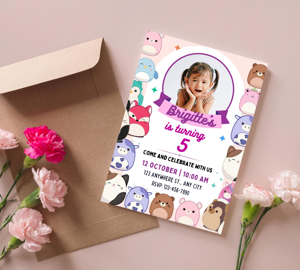 Squishmallow Birthday Invitation, Squish mallow Invite, Squish Birthday Party Printable, Squishy Party Invite, Kids Party Invitation