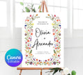 Spring Garden Wedding Welcome Sign Template, Pastel Floral Love is in Bloom Wedding Decor, Summer Wildflower Bouquet, Instant Download
