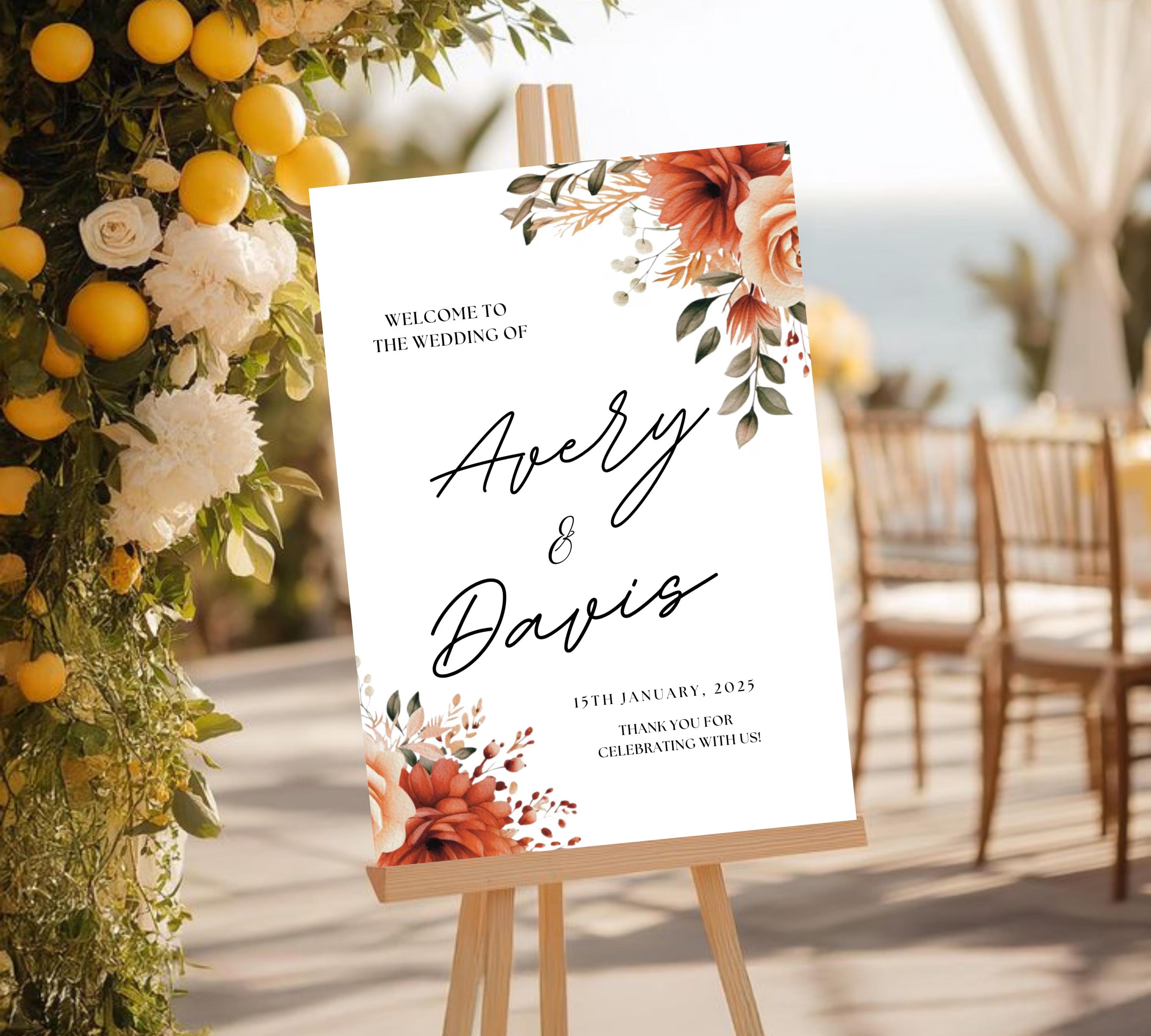 Editable Autumn Wildflower Welcome Sign, Printable Floral Wedding Welcome Sign, Fall Wildflower Welcome Wedding Sign, Instant Download