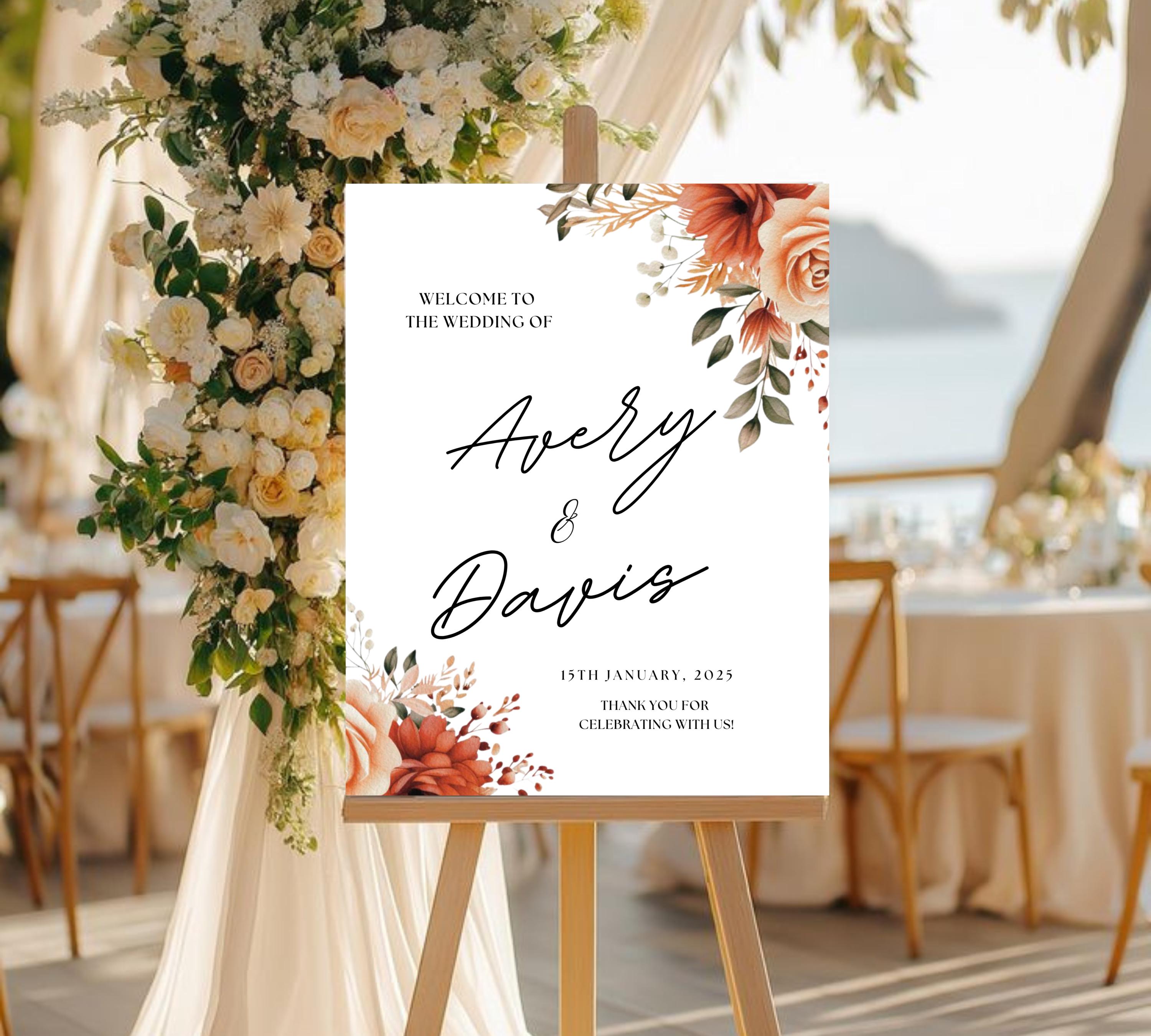 Editable Autumn Wildflower Welcome Sign, Printable Floral Wedding Welcome Sign, Fall Wildflower Welcome Wedding Sign, Instant Download