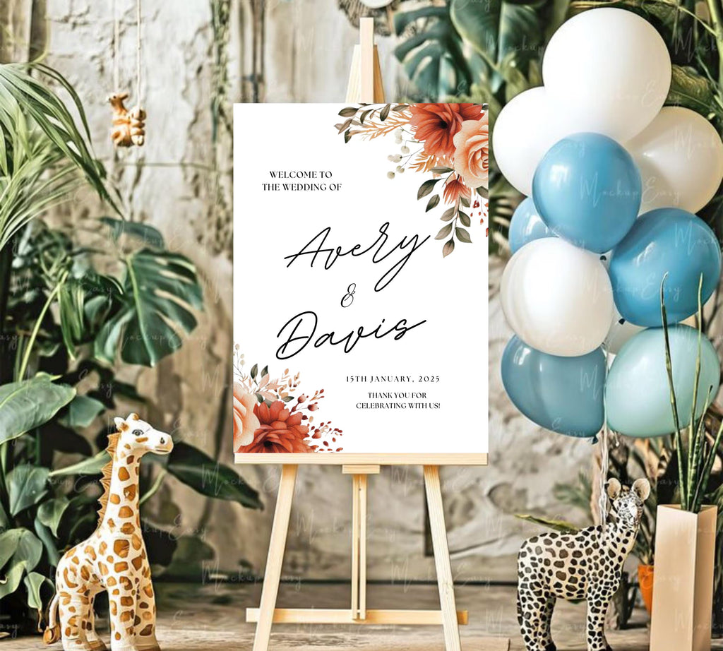 Editable Autumn Wildflower Welcome Sign, Printable Floral Wedding Welcome Sign, Fall Wildflower Welcome Wedding Sign, Instant Download