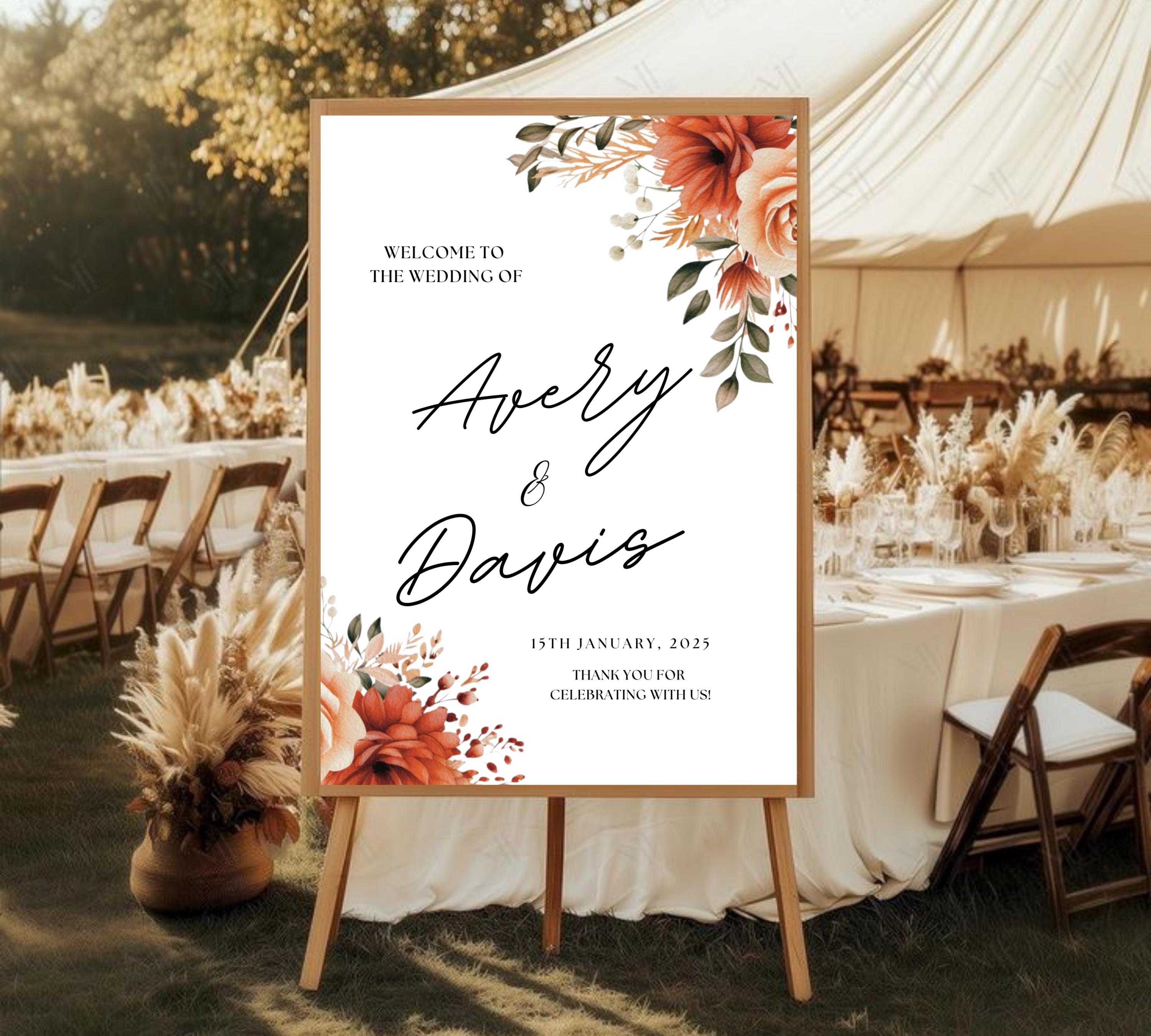 Editable Autumn Wildflower Welcome Sign, Printable Floral Wedding Welcome Sign, Fall Wildflower Welcome Wedding Sign, Instant Download