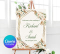 Editable Watercolor Wedding Sign, Wedding Welcome Sign, Flower Wedding Sign Template, Boho Wedding Sign Watercolor Flower Wedding