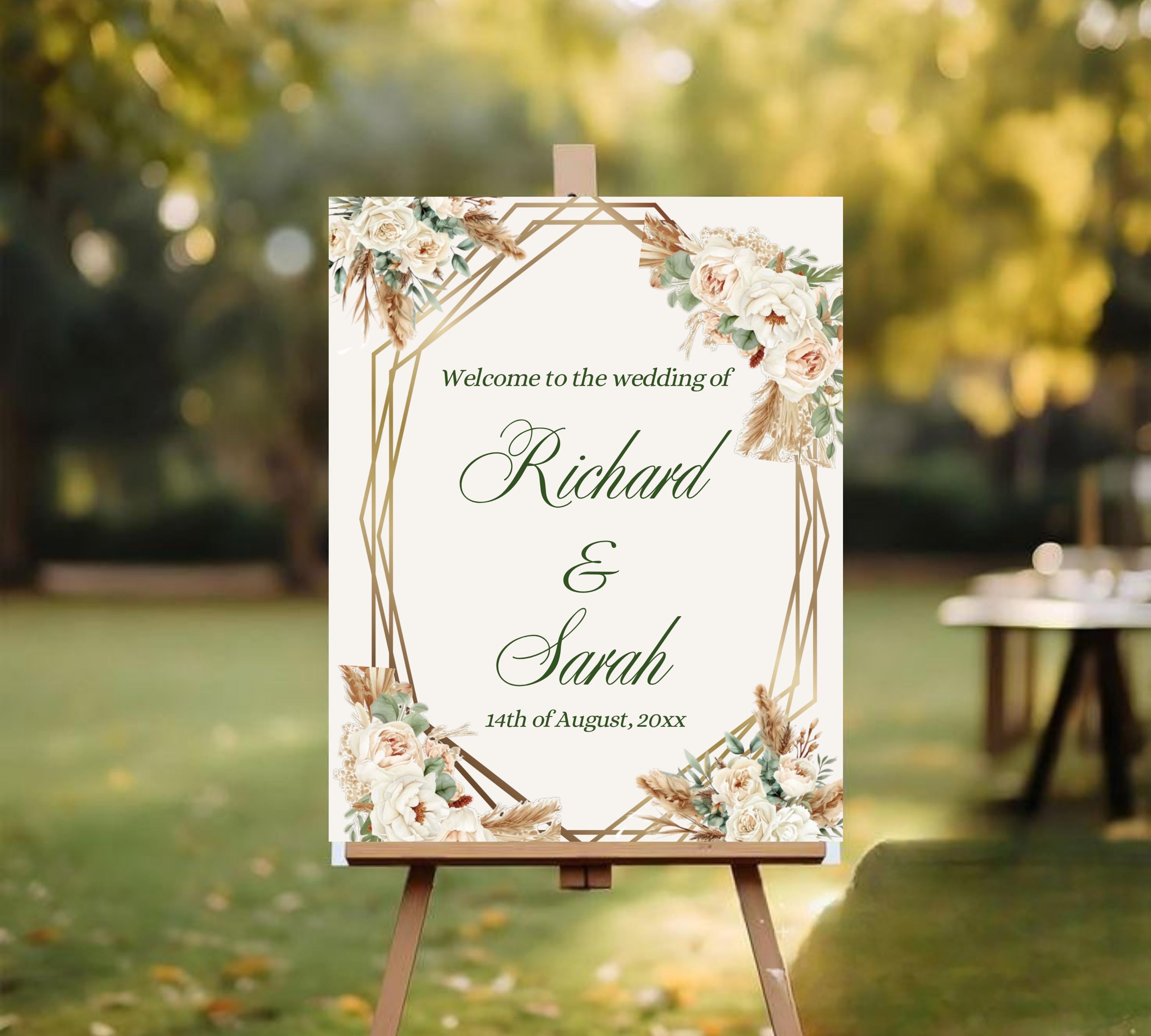 Editable Watercolor Wedding Sign, Wedding Welcome Sign, Flower Wedding Sign Template, Boho Wedding Sign Watercolor Flower Wedding