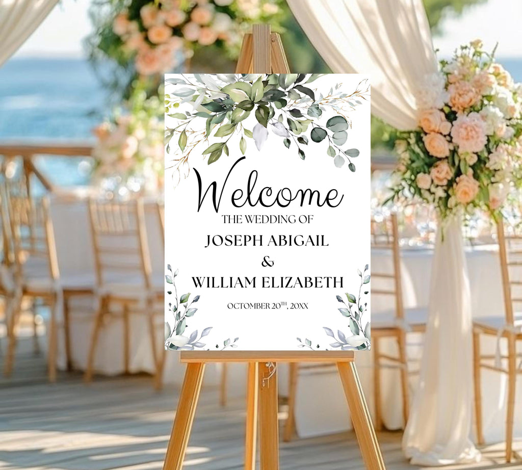 Editable Wedding Welcome Sign, Wedding sign, Greenery Wedding Decor, Greenery Welcome Sign, Wedding Decorations, Eucalyptus Wedding Sign
