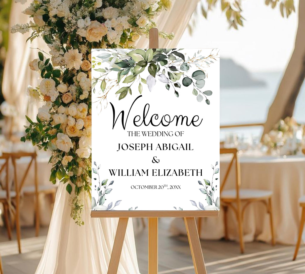 Editable Wedding Welcome Sign, Wedding sign, Greenery Wedding Decor, Greenery Welcome Sign, Wedding Decorations, Eucalyptus Wedding Sign