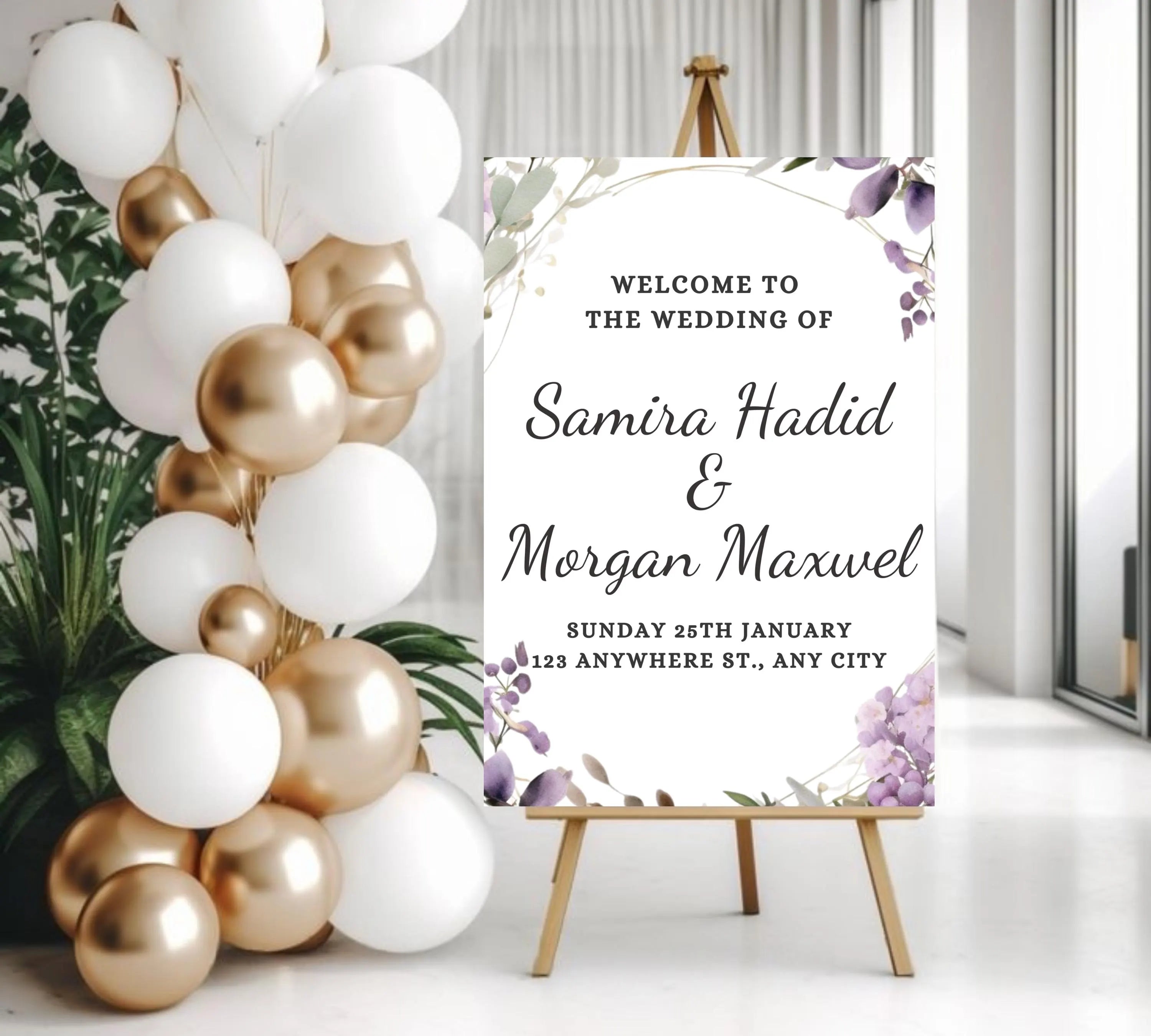 Lavender wedding Welcome Sign Template, Floral wedding welcome sign Download, Printable wedding welcome sign, Editable wedding welcome sign