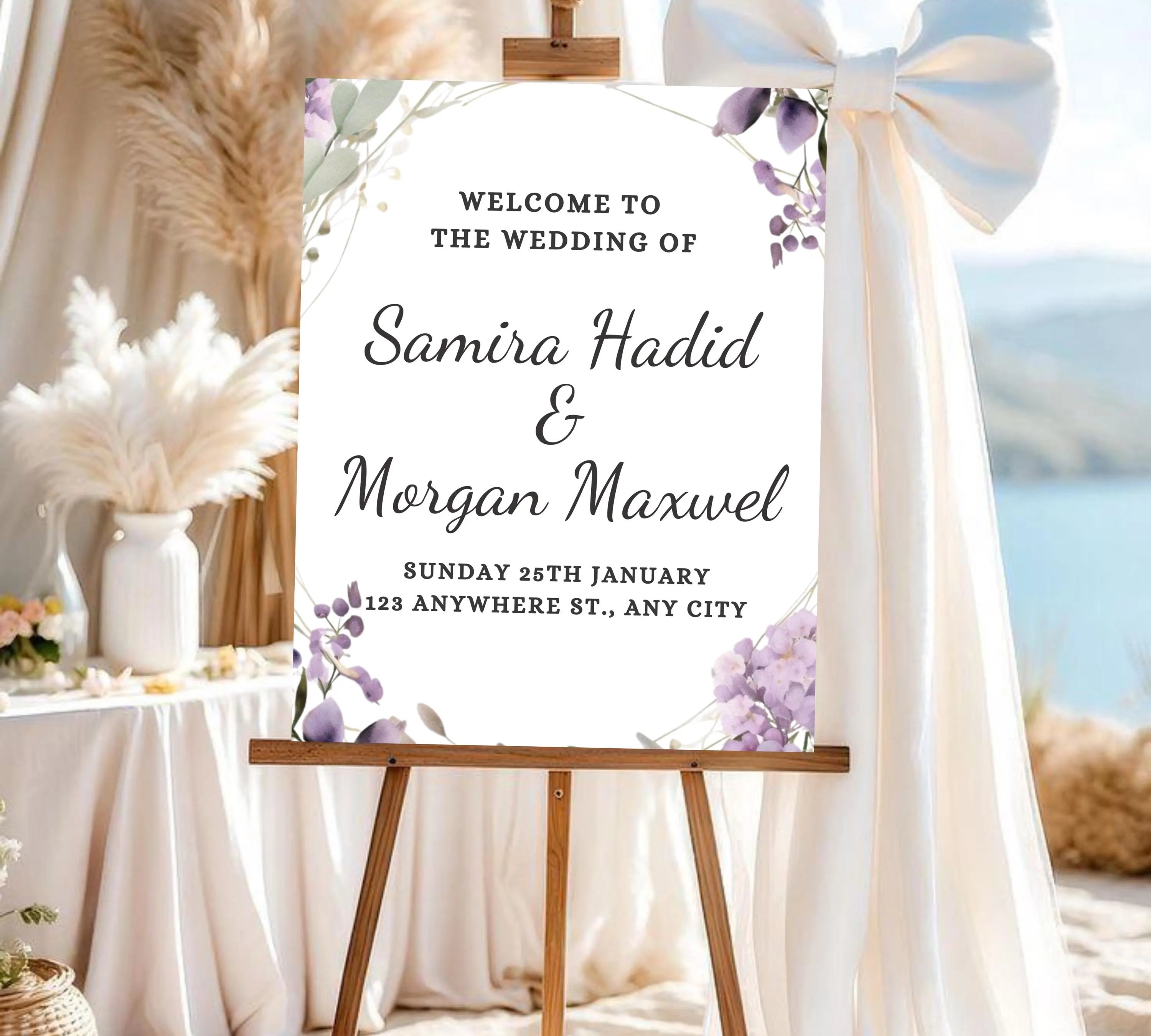 Lavender wedding Welcome Sign Template, Floral wedding welcome sign Download, Printable wedding welcome sign, Editable wedding welcome sign