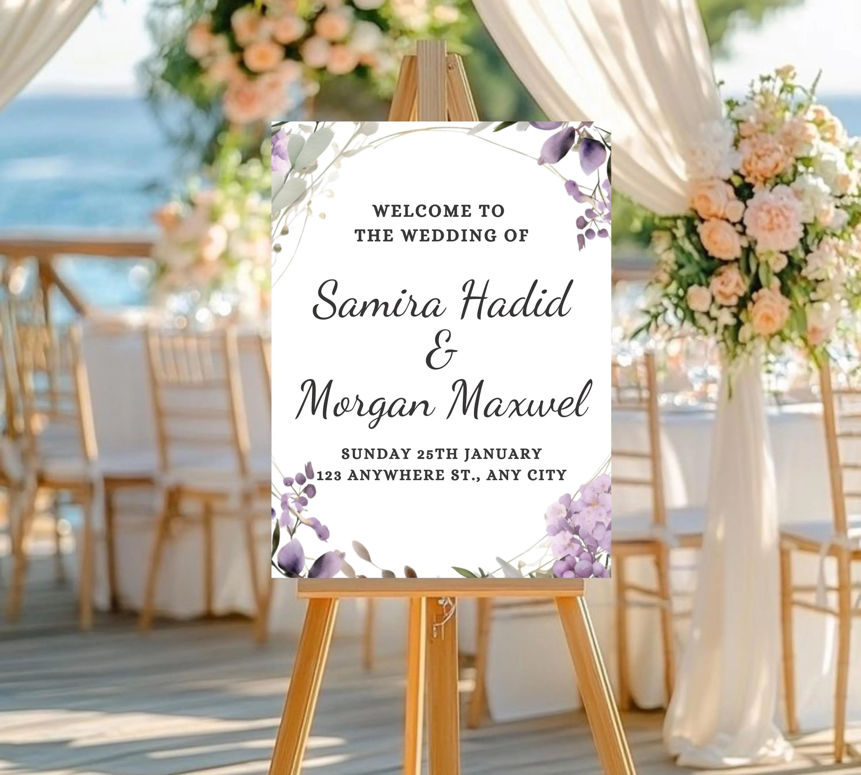 Lavender wedding Welcome Sign Template, Floral wedding welcome sign Download, Printable wedding welcome sign, Editable wedding welcome sign