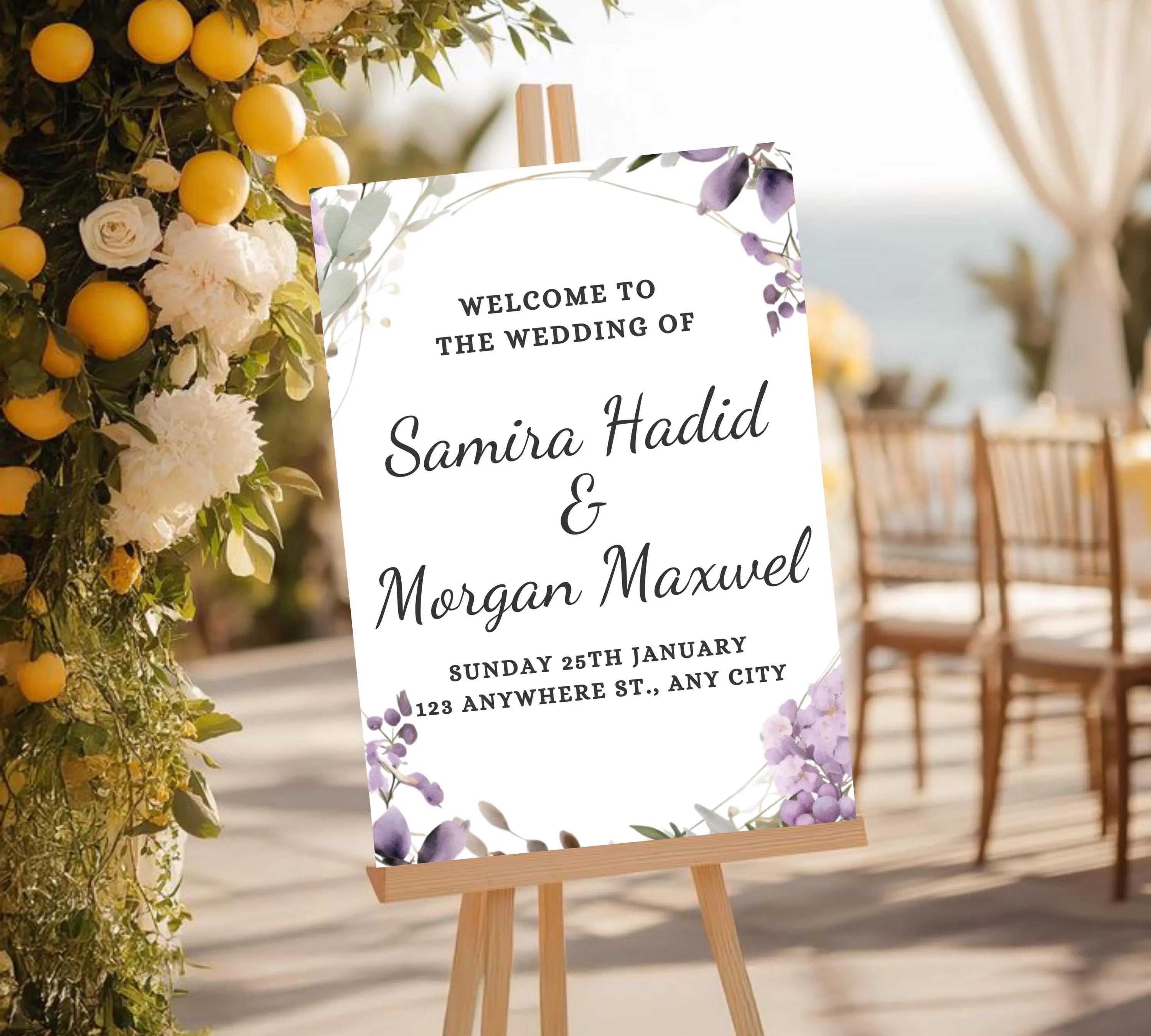 Lavender wedding Welcome Sign Template, Floral wedding welcome sign Download, Printable wedding welcome sign, Editable wedding welcome sign