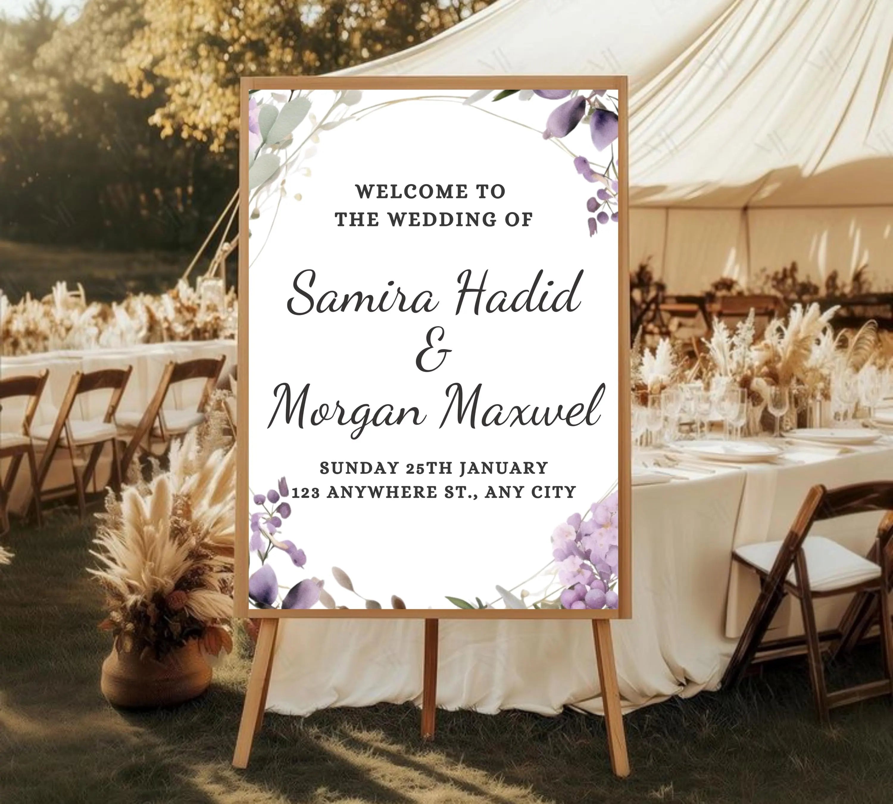 Lavender wedding Welcome Sign Template, Floral wedding welcome sign Download, Printable wedding welcome sign, Editable wedding welcome sign