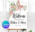 Blush Pink Wedding Welcome Sign, Soft Pink Editable Welcome Poster, Floral Printable Wedding Welcome Board, Instant Download Template ROSE
