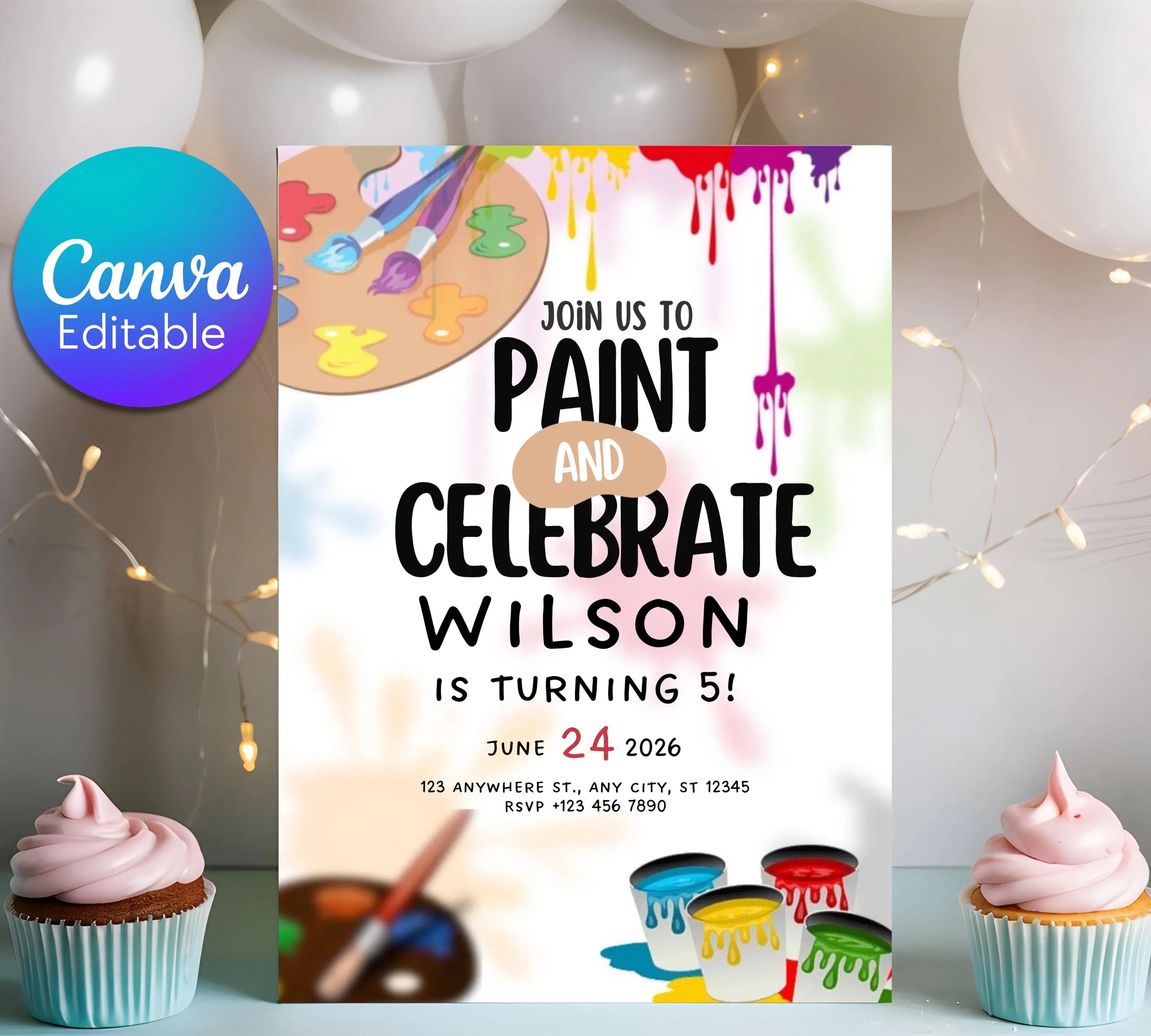 Painting Birthday Party Invitation, Art Party Invitation, Art Birthday Party Invitation, Dress for a Mess, Art Themed, Instant Download