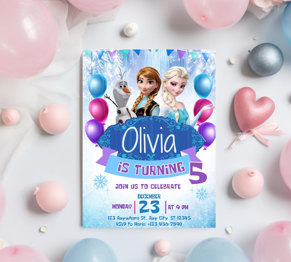 Editable Frozen Birthday Invitation, Frozen Party Elsa Invitation, Winter Snow Kids Birthday Invite, Kids Birthday Invite, Instant Download