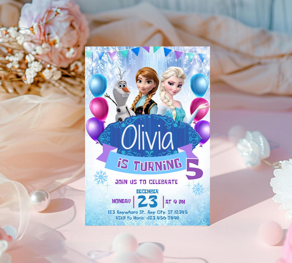 Editable Frozen Birthday Invitation, Frozen Party Elsa Invitation, Winter Snow Kids Birthday Invite, Kids Birthday Invite, Instant Download