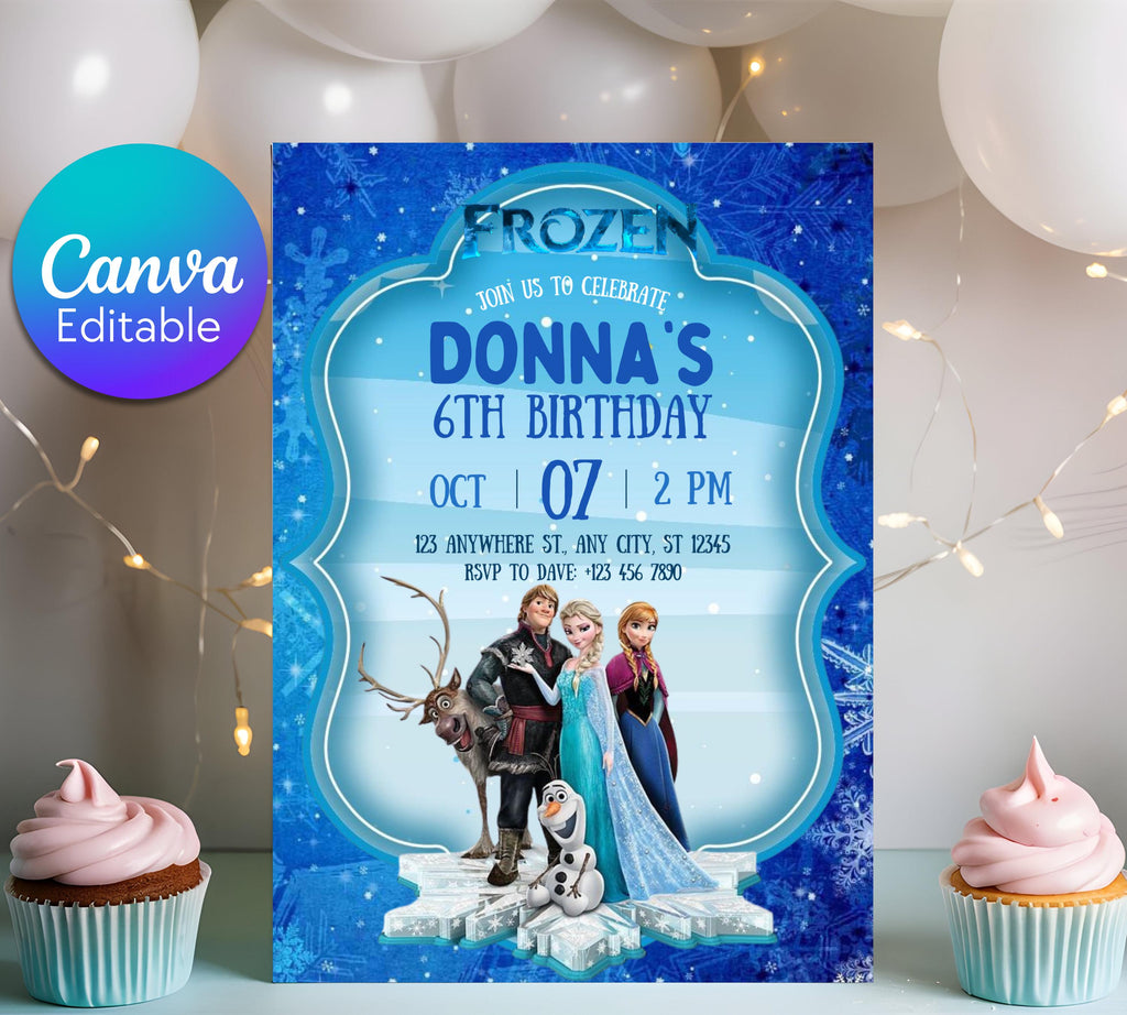 FROZEN Birthday Invitation, Elsa Birthday Invitation, Winter Snow Birthday Printable, Editable Instant Download, Frozen Party Invitation