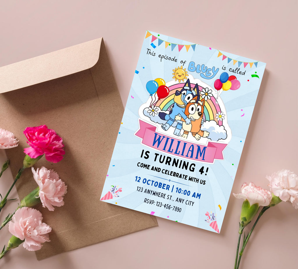 Bluey Editable Birthday Invitation, On This Episode of Bluey, Bluey Themed Boys Birthday Invite, Fully Customizable, Instant Download
