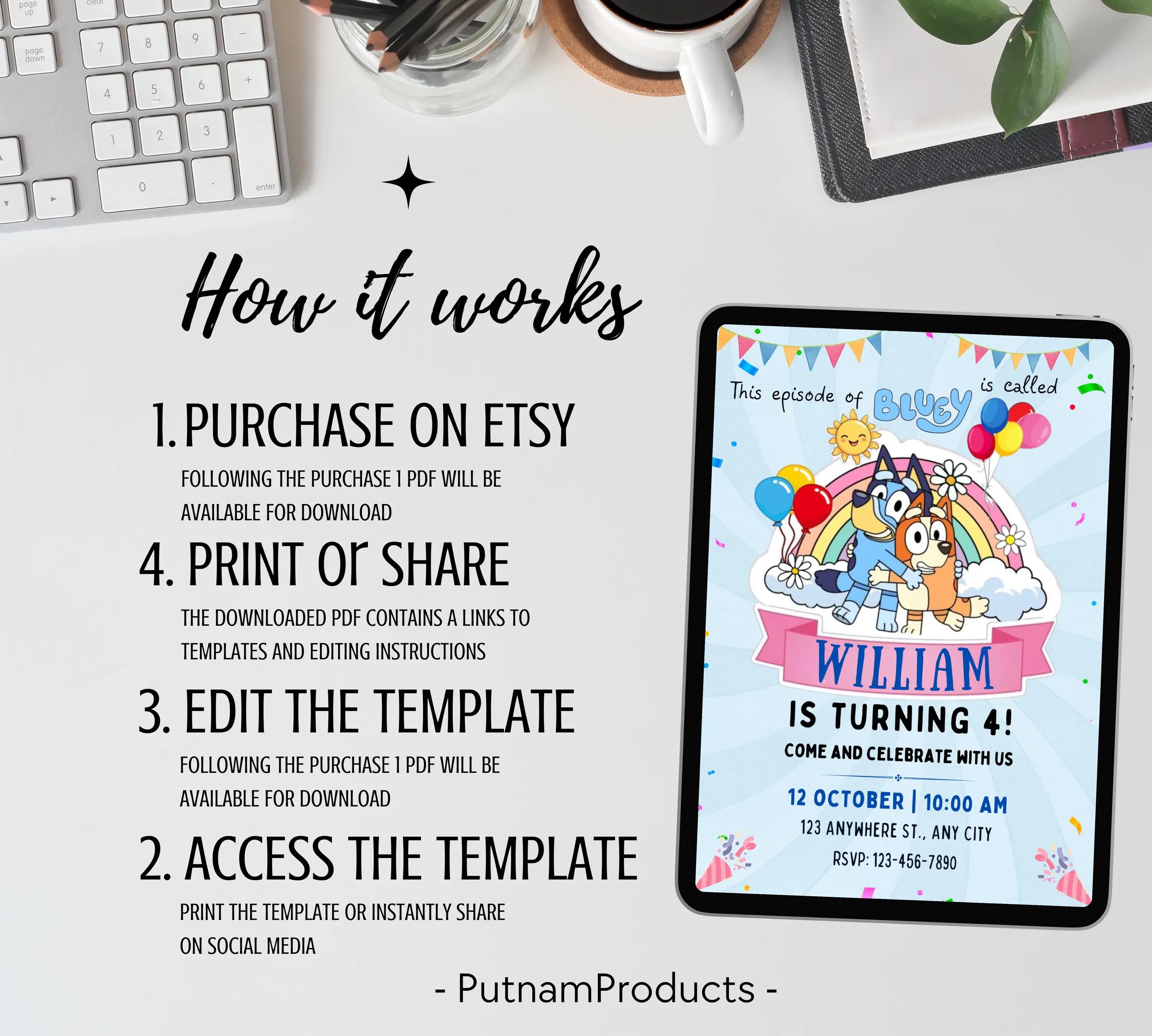 Bluey Editable Birthday Invitation, On This Episode of Bluey, Bluey Themed Boys Birthday Invite, Fully Customizable, Instant Download