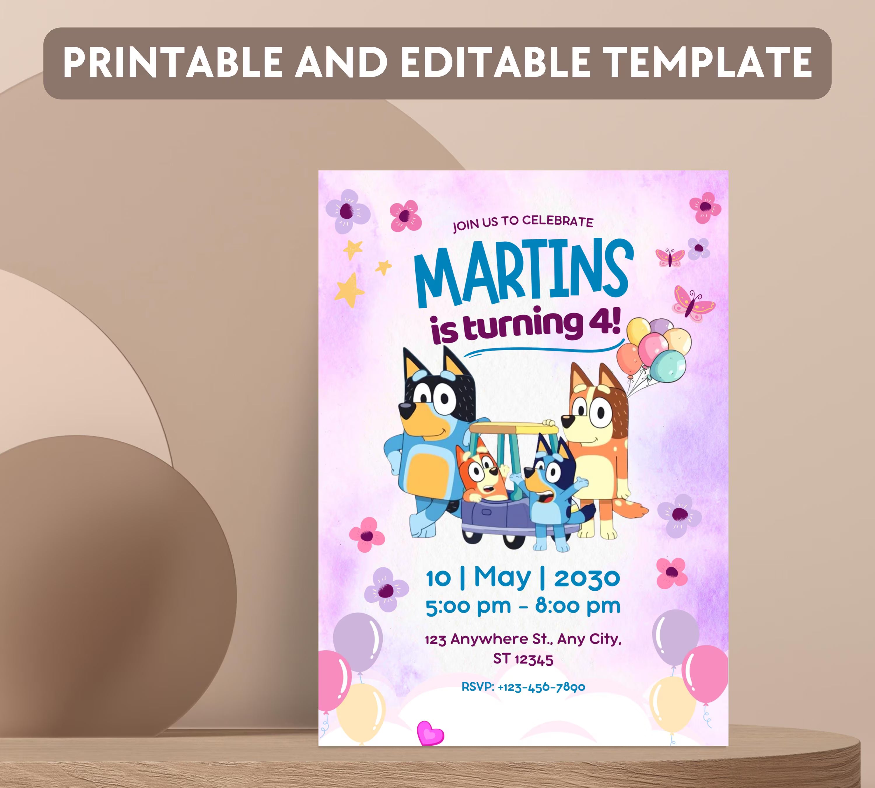Editable Bluey Birthday Invitation, On This Episode of Bluey, Bluey Themed Kids Birthday Invite, Kids Party Theme Bluey Invitation