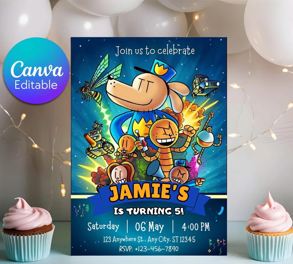 Editable Dog Man Birthday Invitation, Dog Man Invitation, Editable Kids Birthday Invitation, Dog Man Movie Invitation, DogMan Birthday