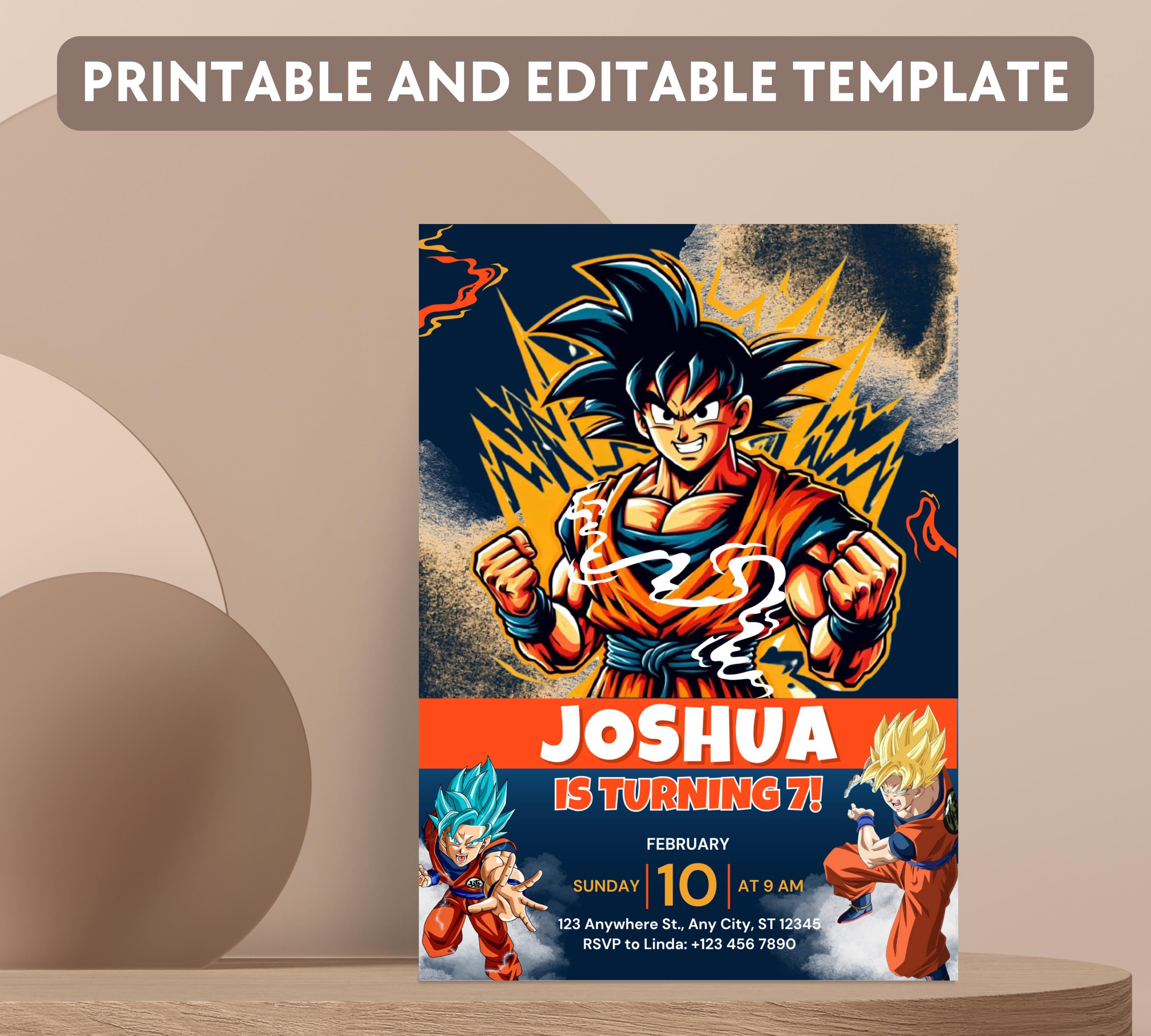 Dragon Ball Birthday Invitation Template, Editable Digital Kids Birthday Party Template, Boys Birthday Party Invite, Instant Download