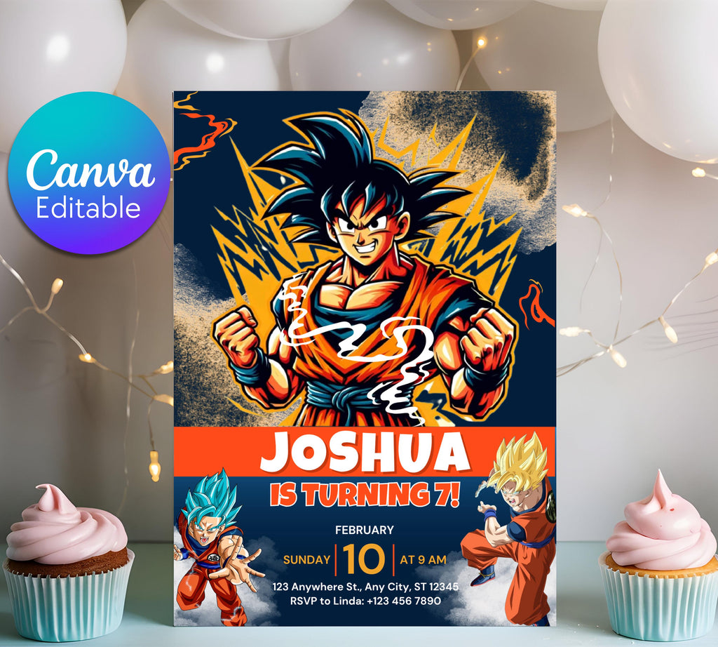 Dragon Ball Birthday Invitation Template, Editable Digital Kids Birthday Party Template, Boys Birthday Party Invite, Instant Download