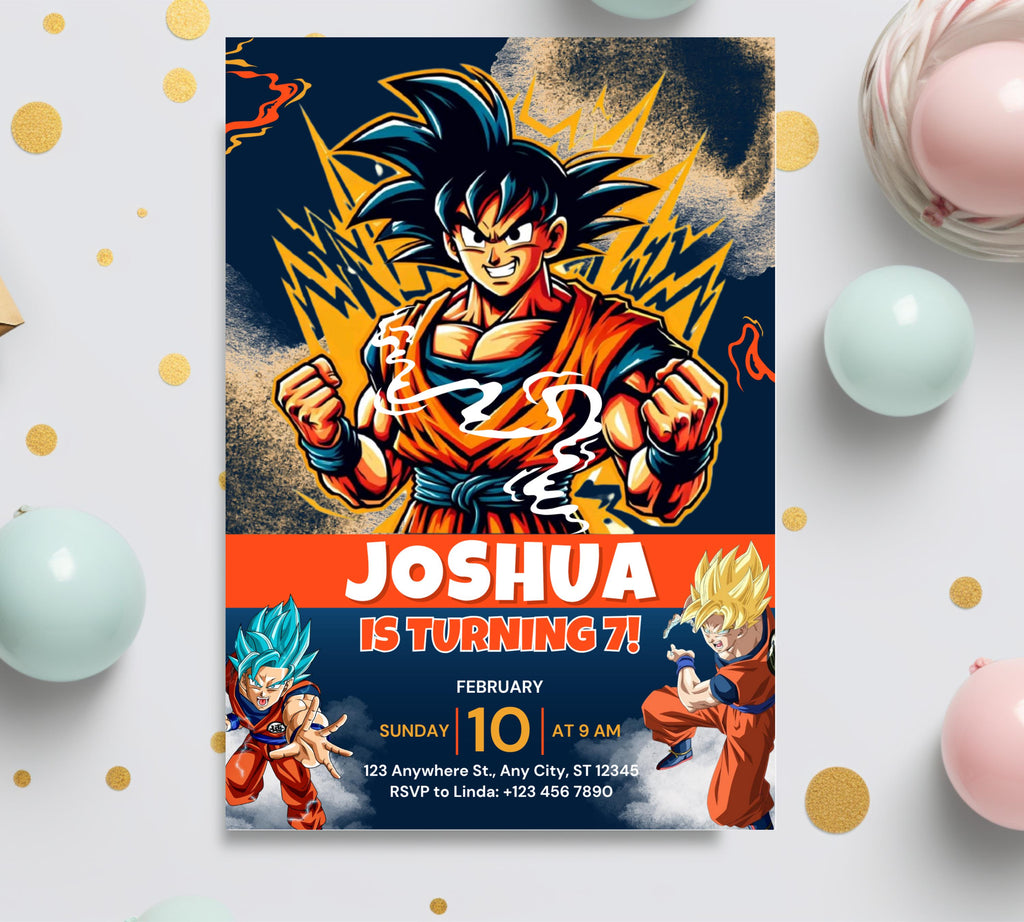Dragon Ball Birthday Invitation Template, Editable Digital Kids Birthday Party Template, Boys Birthday Party Invite, Instant Download