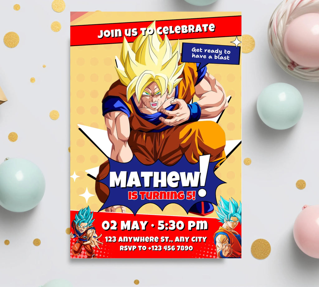 Dragon Ball Birthday Invitation Template, Editable Digital Kids Birthday Party Template, Boys Birthday Party Invite, Instant Download