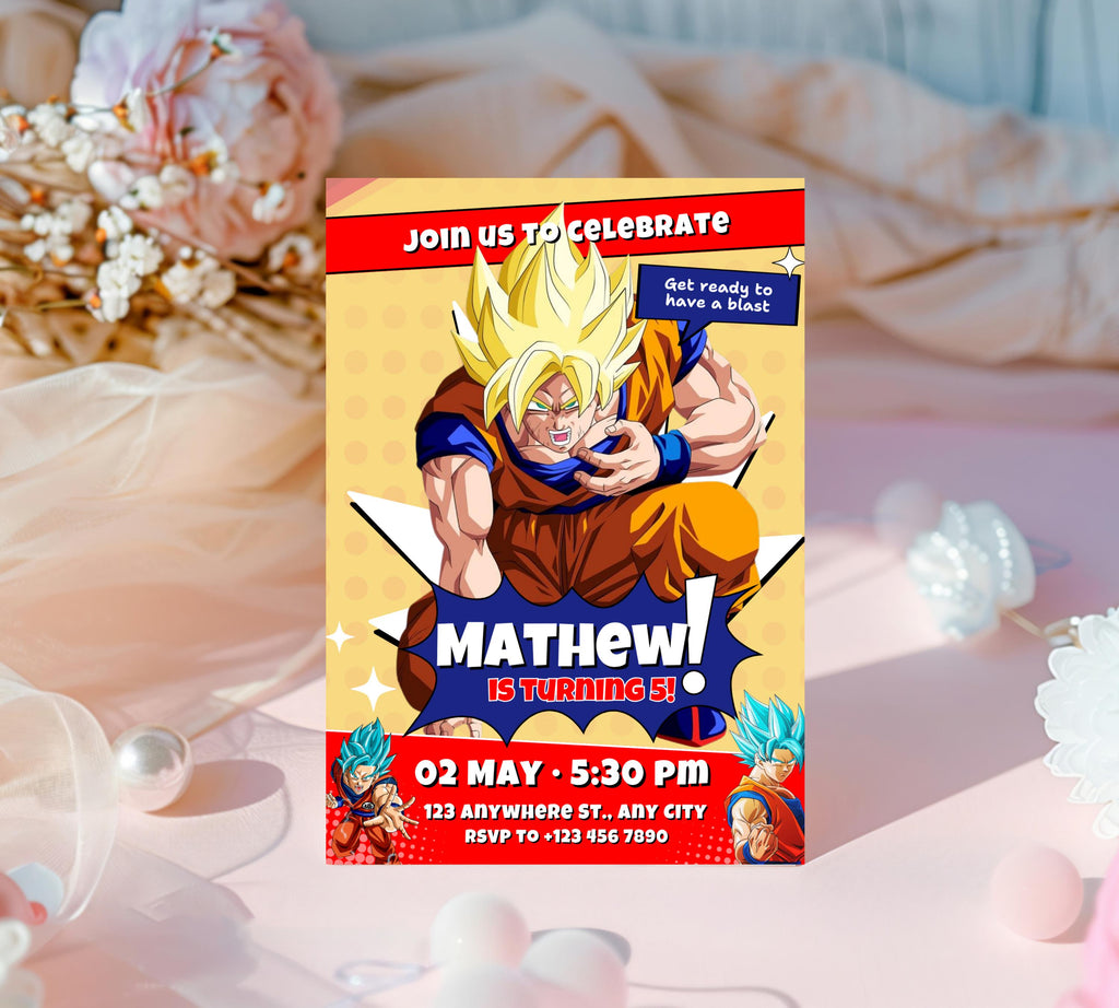 Dragon Ball Birthday Invitation Template, Editable Digital Kids Birthday Party Template, Boys Birthday Party Invite, Instant Download