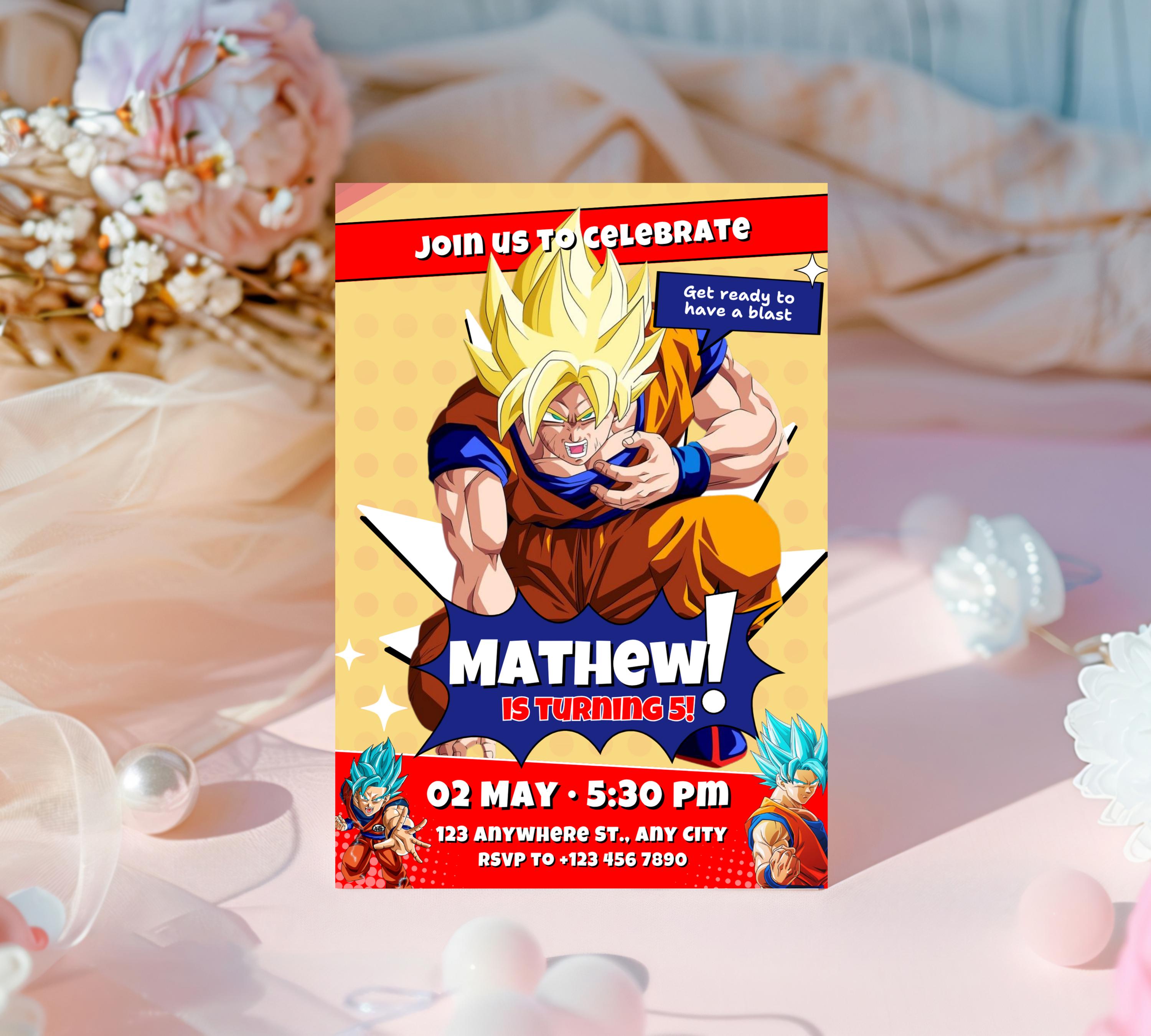 Dragon Ball Birthday Invitation Template, Editable Digital Kids Birthday Party Template, Boys Birthday Party Invite, Instant Download