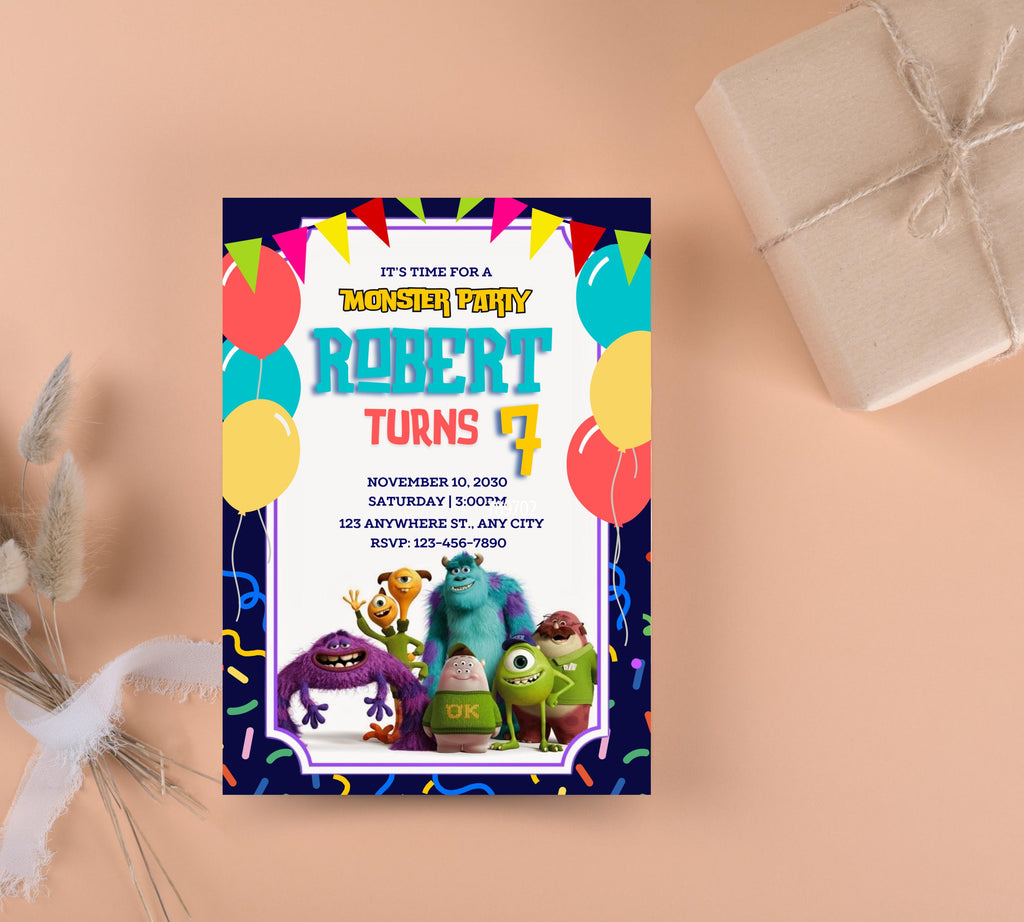 Monsters Inc Boo Birthday Invitation, Kids Birthday Invite, Monsters University Template, Editable Monsters Inc Theme Birthday Invitation