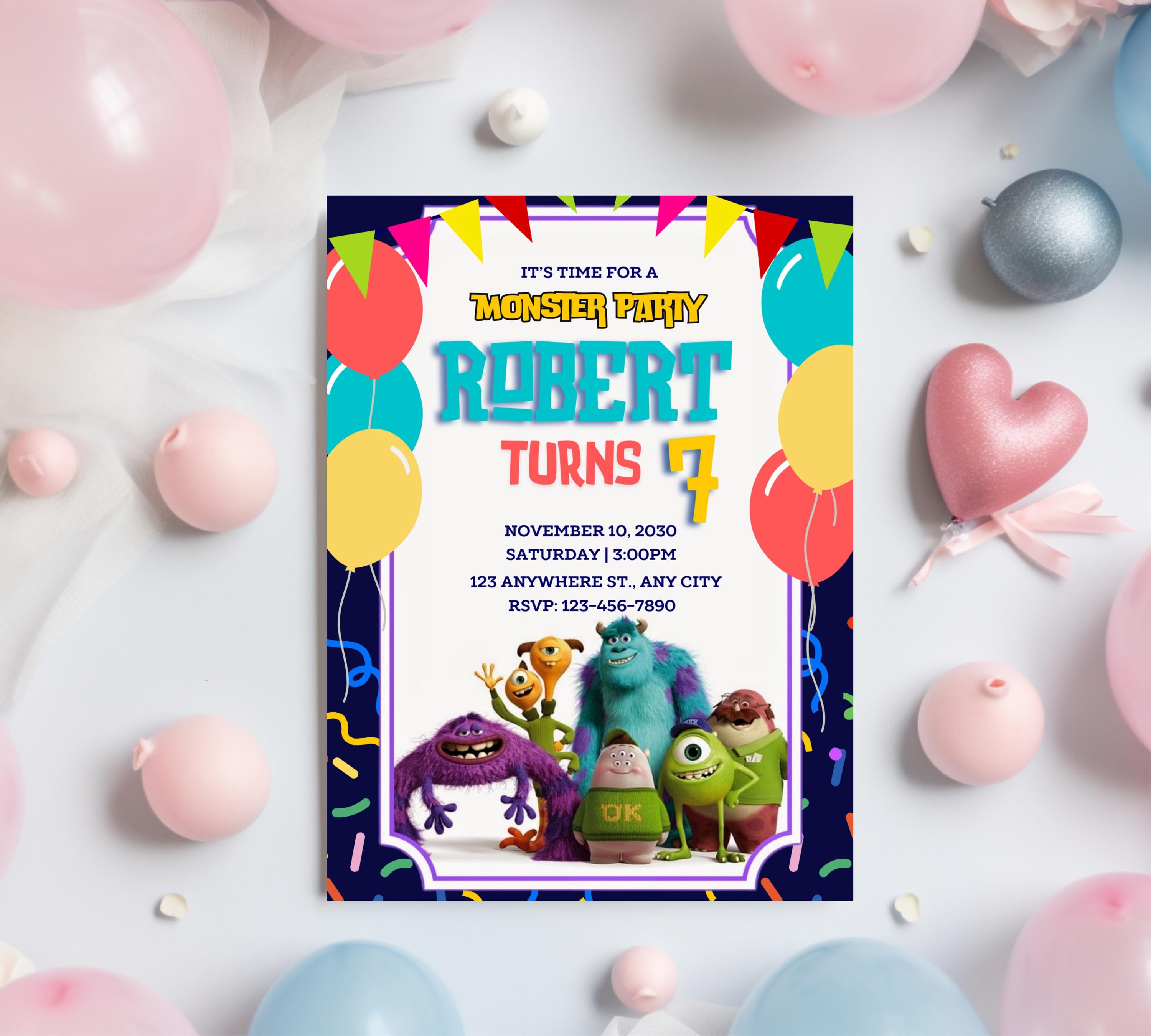 Monsters Inc Boo Birthday Invitation, Kids Birthday Invite, Monsters University Template, Editable Monsters Inc Theme Birthday Invitation