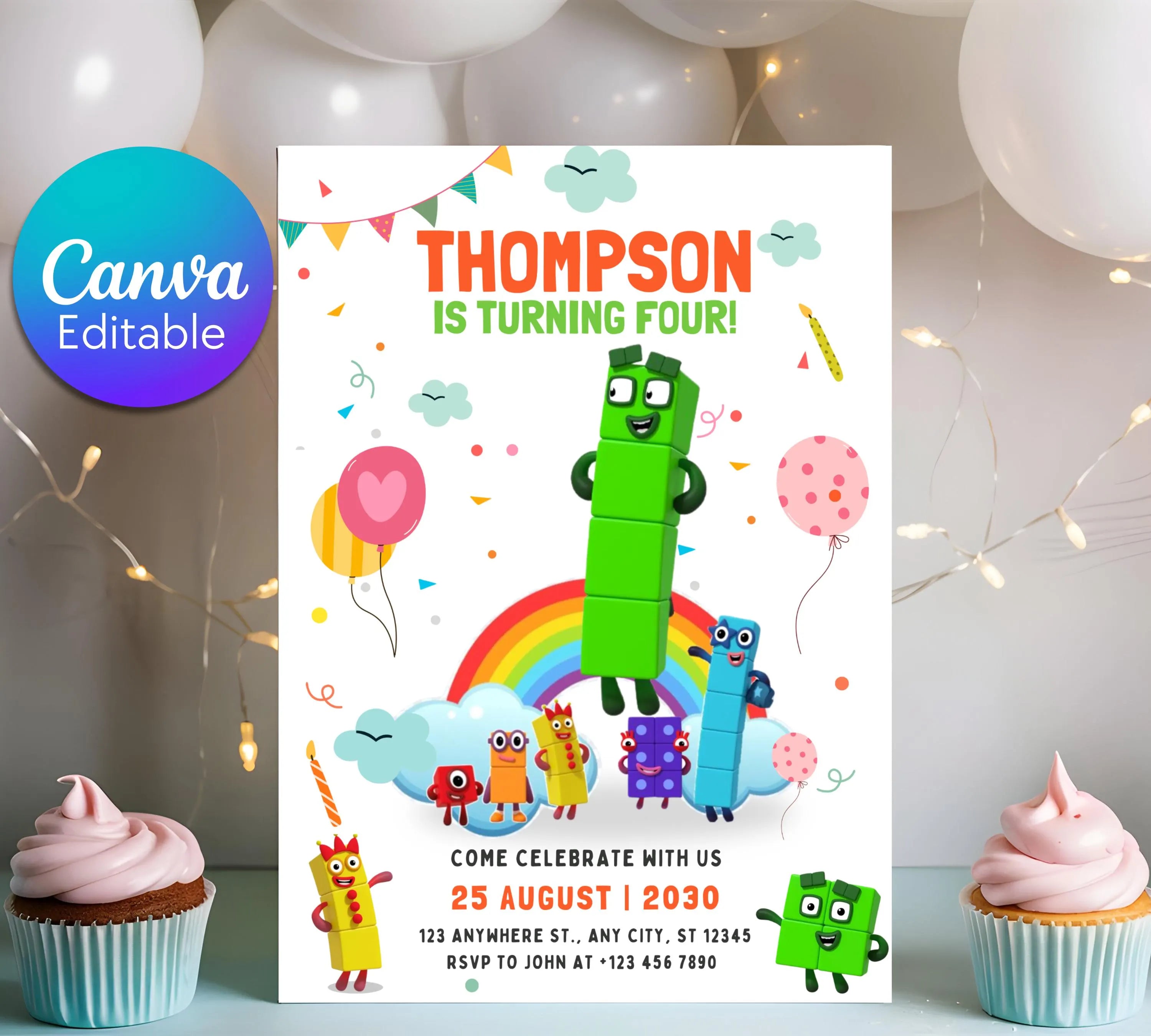 Editable Number blocks Birthday Invitation, Number blocks Birthday Party, Number Blocks Kids Birthday Party, Learn Numbers Kids Bday Party