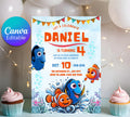 Editable Finding Nemo Birthday Invitation, Finding Dory Birthday Printable Invitation, Nemo Birthday Invite, Boy or Girl Birthday Invite
